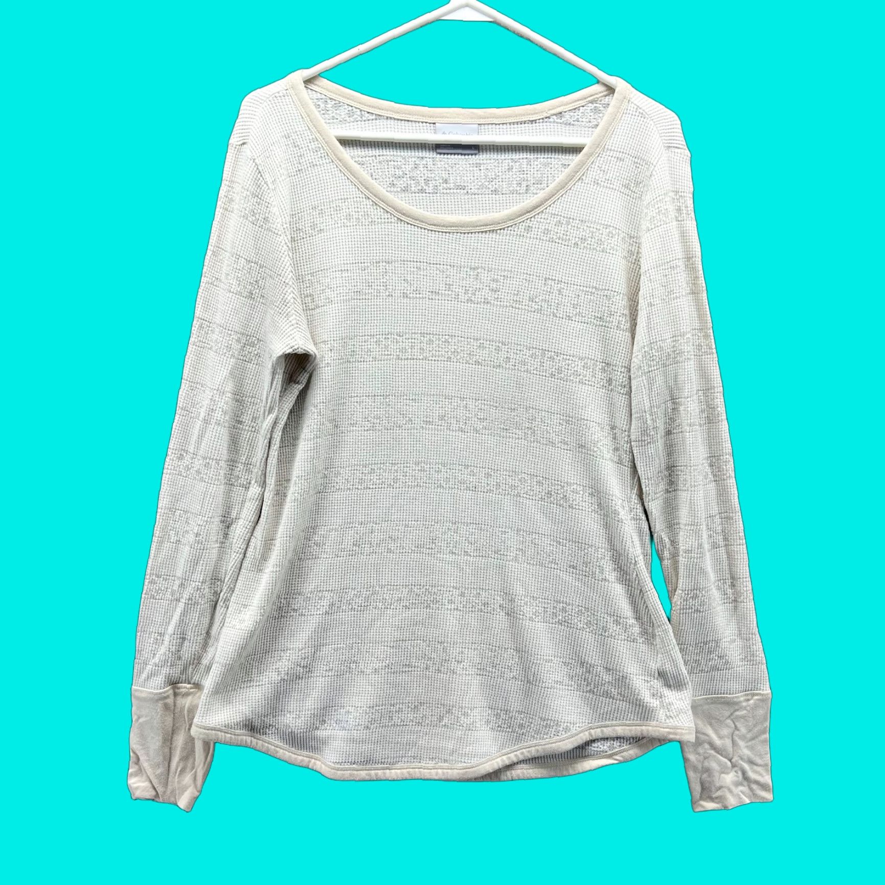 Vintage Columbia Thermal Top Womens Large Ivory Waffle Knit Long Sleeve Pullover Shirt Clothing Casual Size L / US 10 / IT 46 - 1 Thumbnail