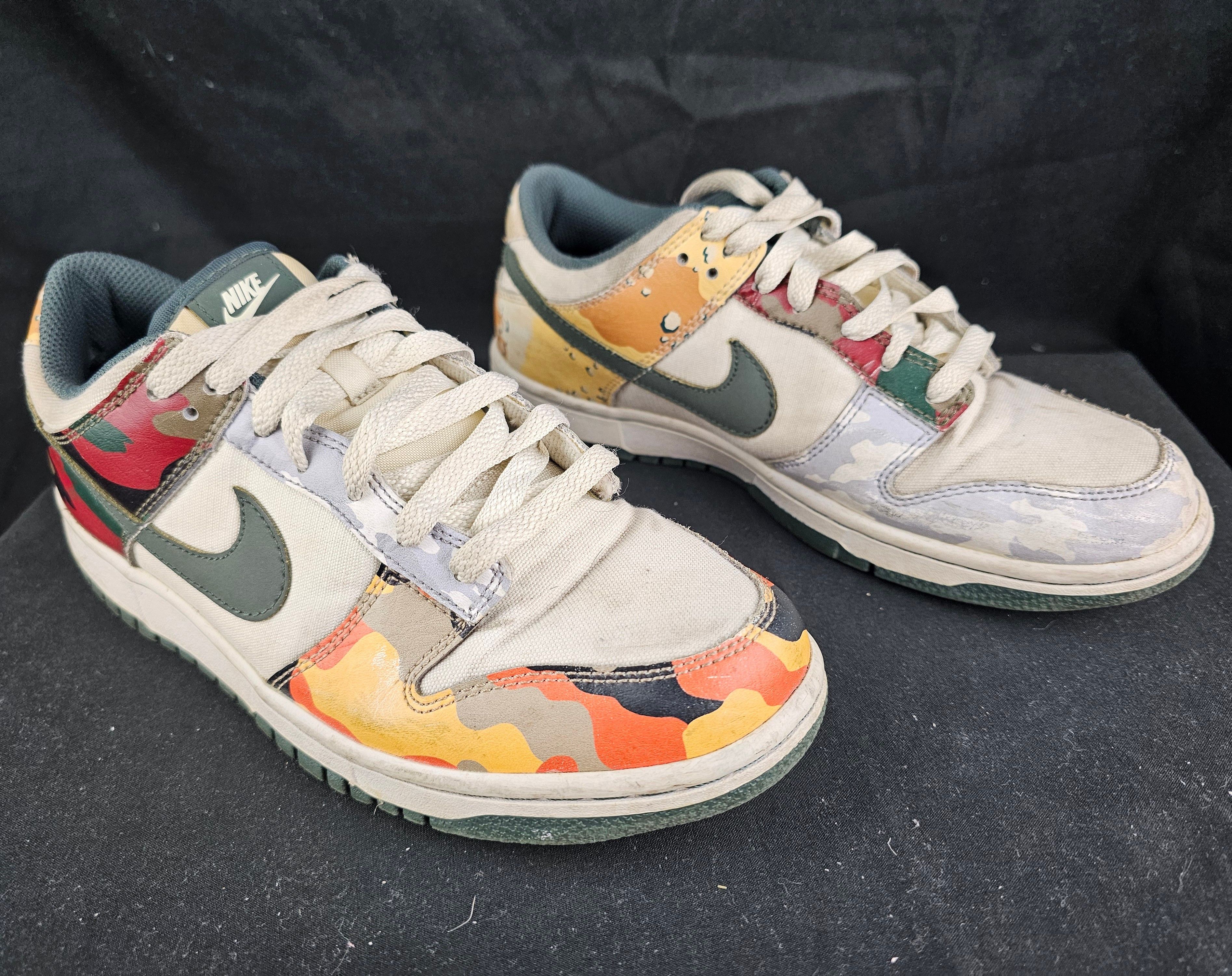 Nike Nike Dunk Low GS SE Multi-Camo Sail Green Youth Size 7Y USED Size US 7 / EU 40 - 2 Thumbnail