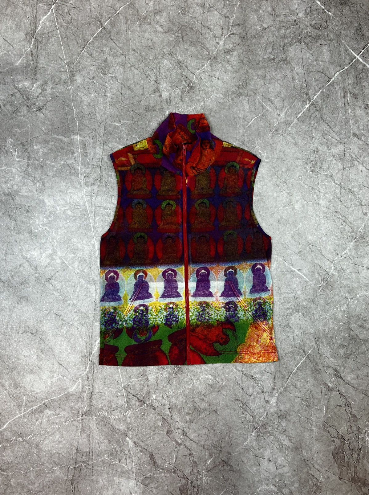 Vivienne Tam ARCHIVE S/S 1997 VIVIENNE TAM MESH FULLPRINT Buddha TANKTOP Size S / US 4 / IT 40 - 3 Thumbnail