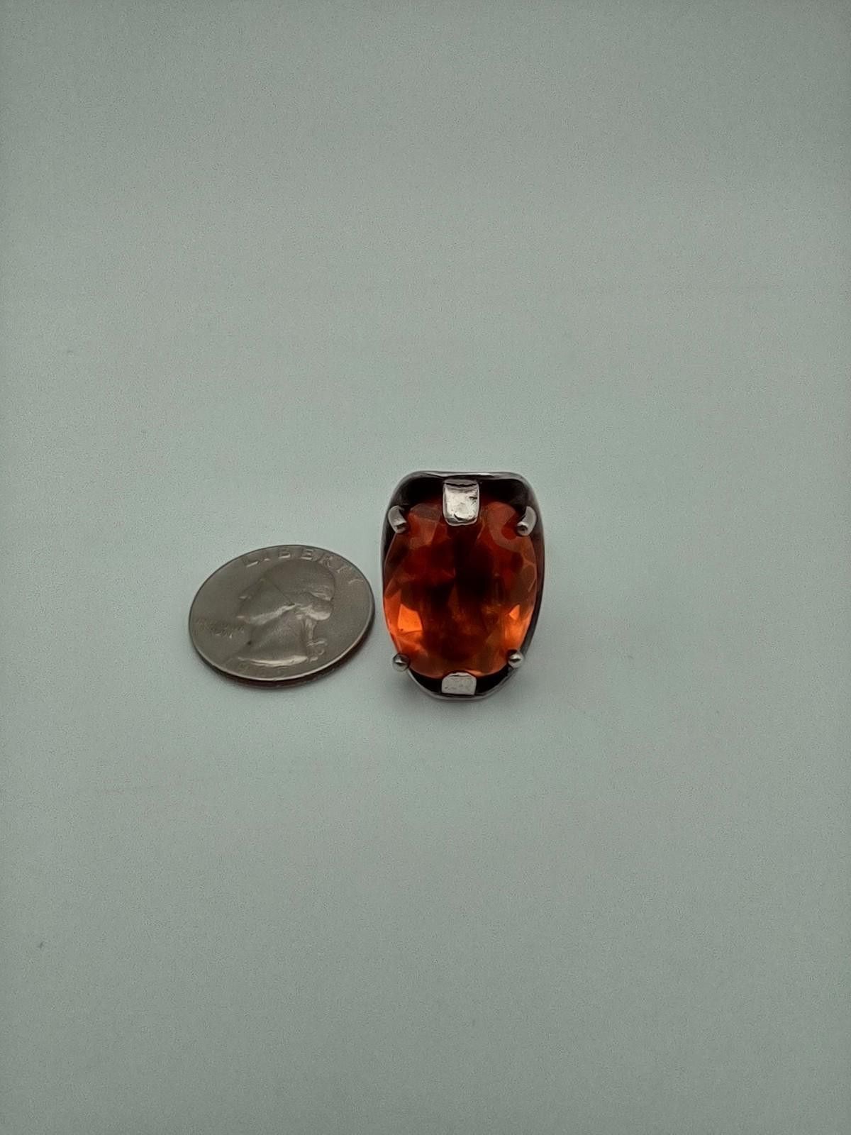 The Unbranded Brand Large Baltic Amber Ring 925 Sterling Poland Size 7 Size ONE SIZE - 7 Thumbnail