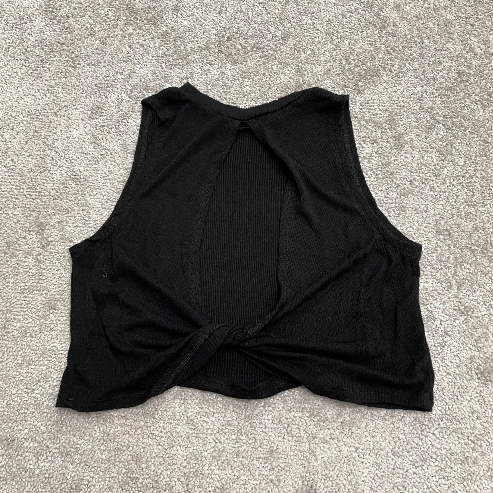 AQUA Aqua Cropped Top Womens M Black Backless Sleeveless Knit Tank Top Womens Size M / US 6-8 / IT 42-44 - 3 Thumbnail