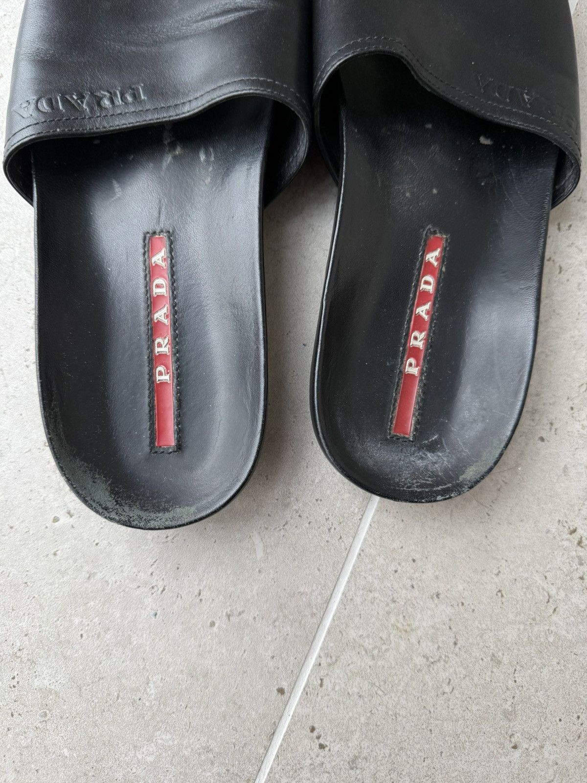 Prada PRADA Logo Black Slides Designer Sports Sandals Rare Size US 10.5 / IT 40.5 - 2 Thumbnail