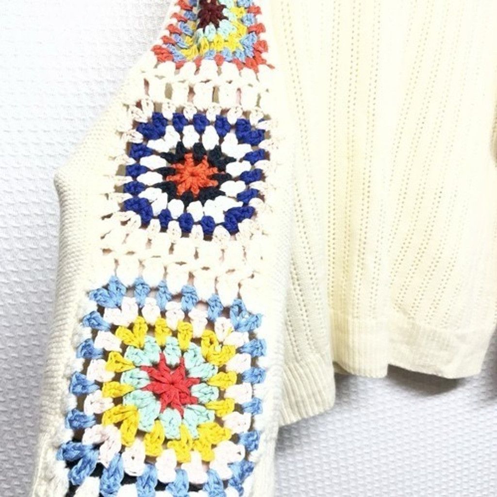 Anthropologie Anthropologie Granny Square Crochet Cottage Sweater Women XL Size XL / US 12-14 / IT 48-50 - 4 Thumbnail