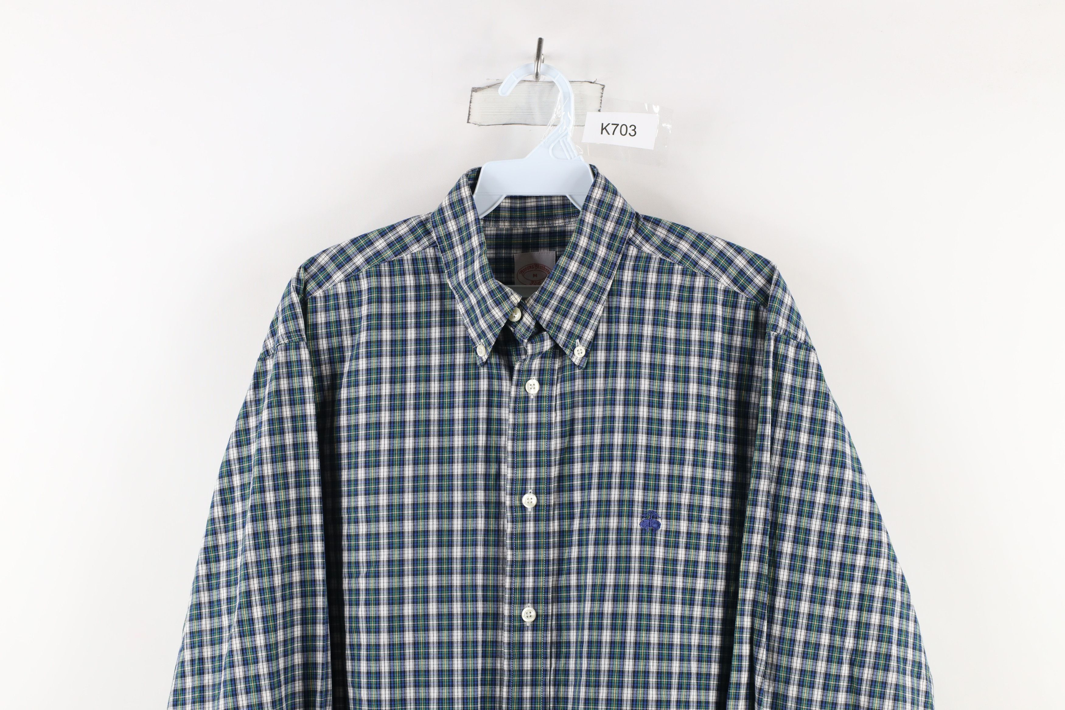 Brooks Brothers × Vintage Vintage Brooks Brothers Cotton Button Down Shirt Plaid Size US M / EU 48-50 / 2 - 2 Thumbnail