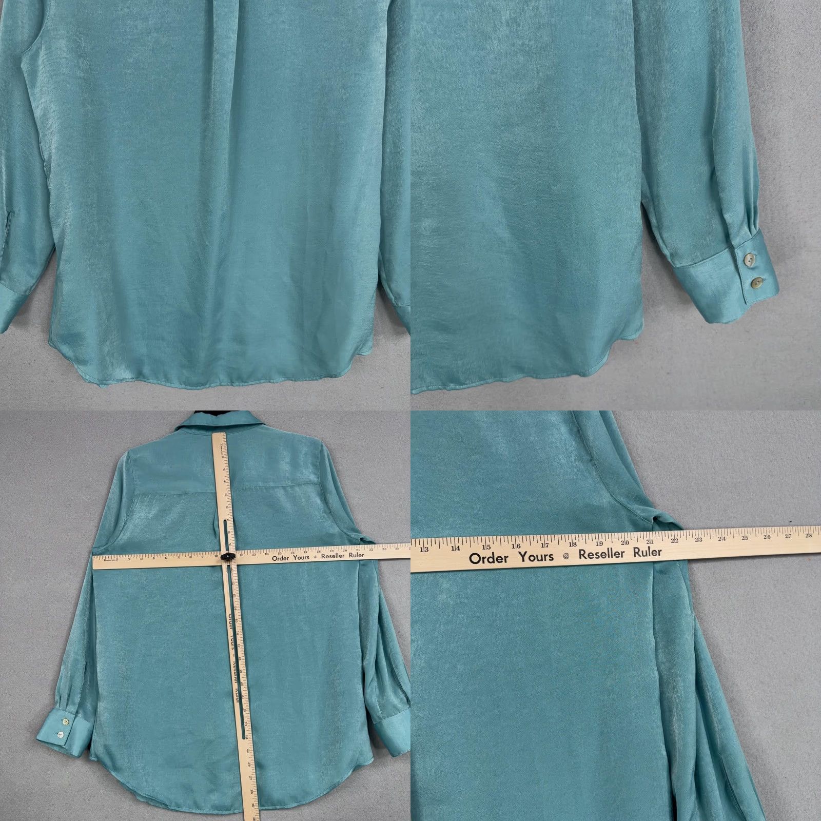 Soft Surroundings Soft Surroundings Shirt Womens Medium Teal Button-Front Satin Blouse Top Size M / US 6-8 / IT 42-44 - 8 Thumbnail