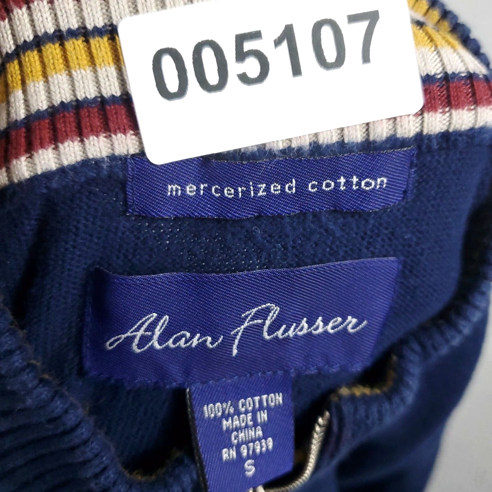 Vintage Alan Flusser Quarter Zip Pullover Sweater Blue Small Unisex Adult Size US S / EU 44-46 / 1 - 8 Thumbnail