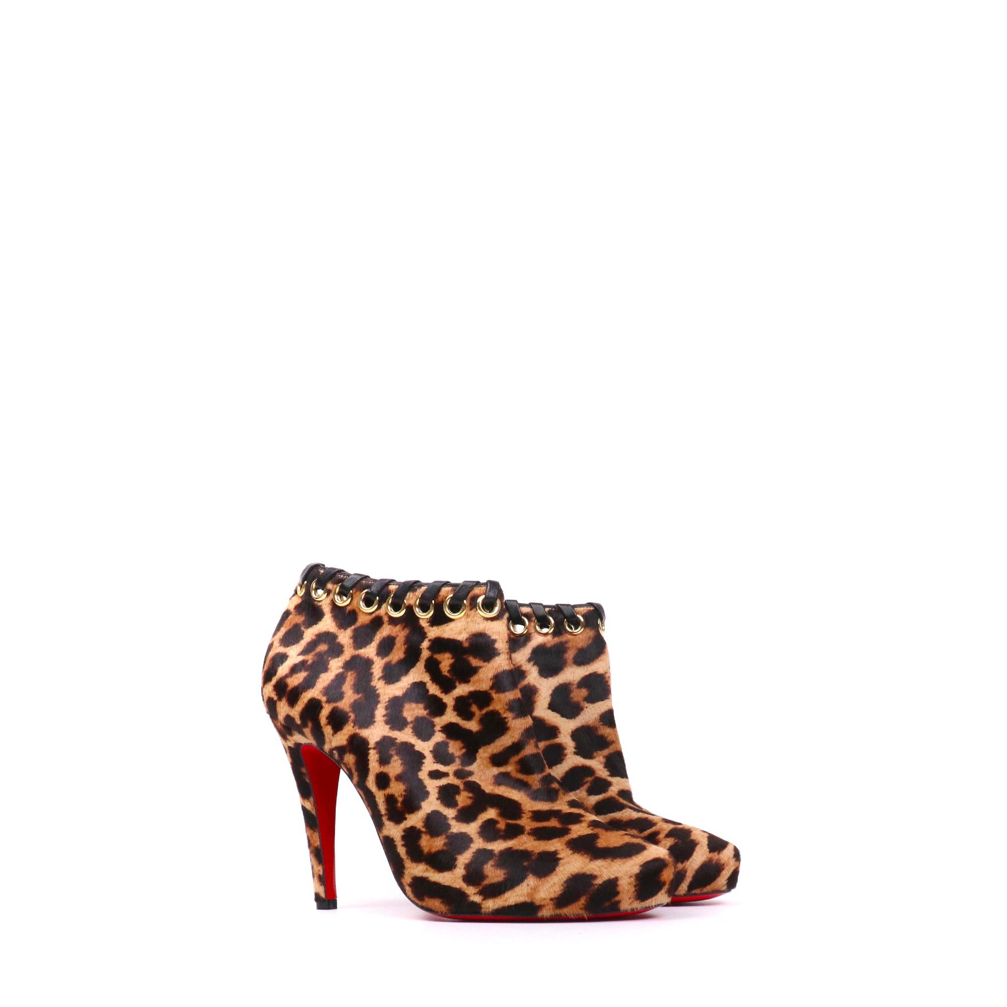 Christian Louboutin LOUBOUTIN - Louboutin Ostri booty boots in leopard pony-style calfskin (T38) Size US 7 / IT 37 - 1 Thumbnail
