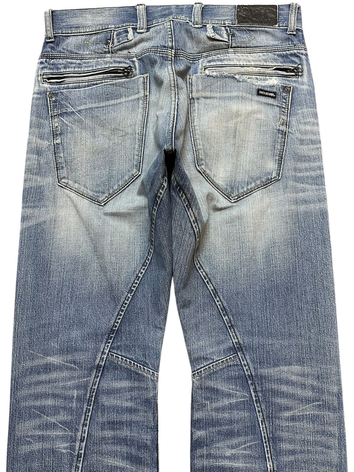 Japanese Brand Vintage Back Number Curvy Leg Whiskers Faded Denim Size US 33 - 6 Thumbnail