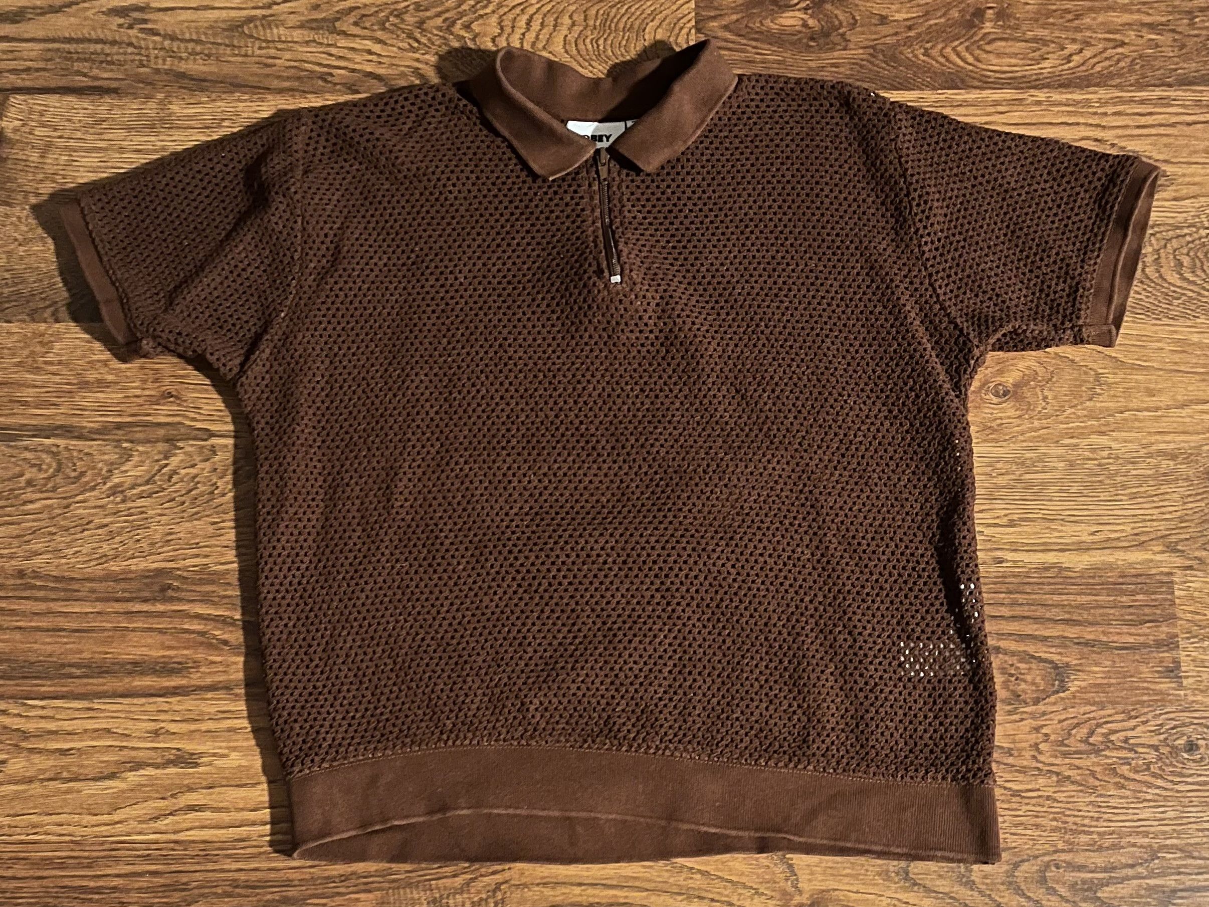 Obey Obey Mens Open Knit Mesh rolling Quarter Zip Polo Shirt Size US S / EU 44-46 / 1 - 1 Thumbnail