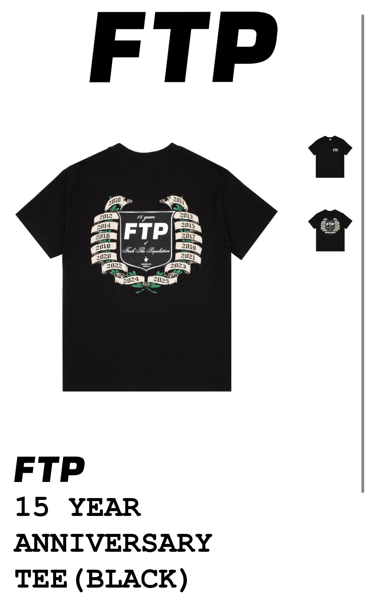 Fuck The Population FTP 15 year anniversary tee Size US XXL / EU 58 / 5 - 1 Thumbnail