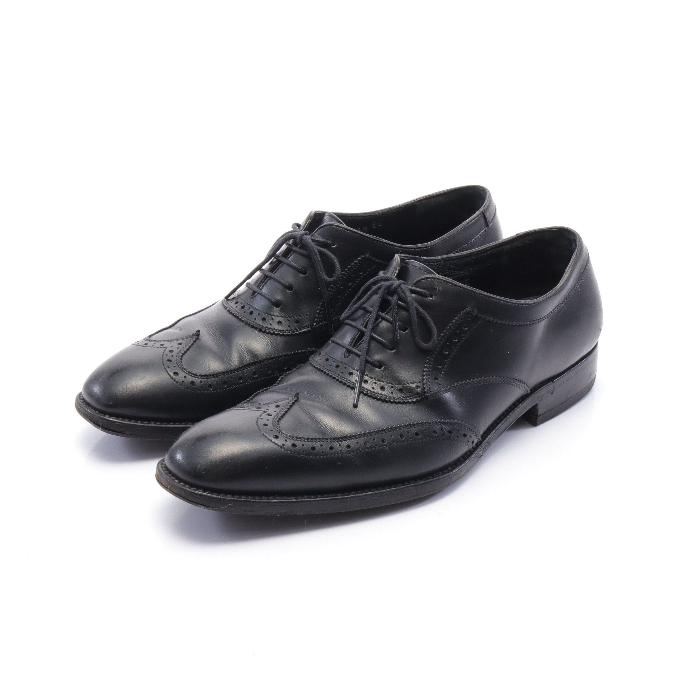 image of Salvatore Ferragamo Dress Shoes Leather Black Wing Tip, Men's
