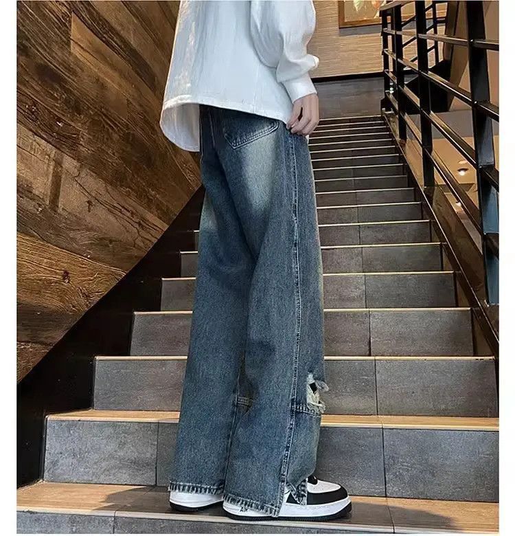 Japanese Brand Straight casual distressed jeans Size US 32 / EU 48 - 2 Thumbnail