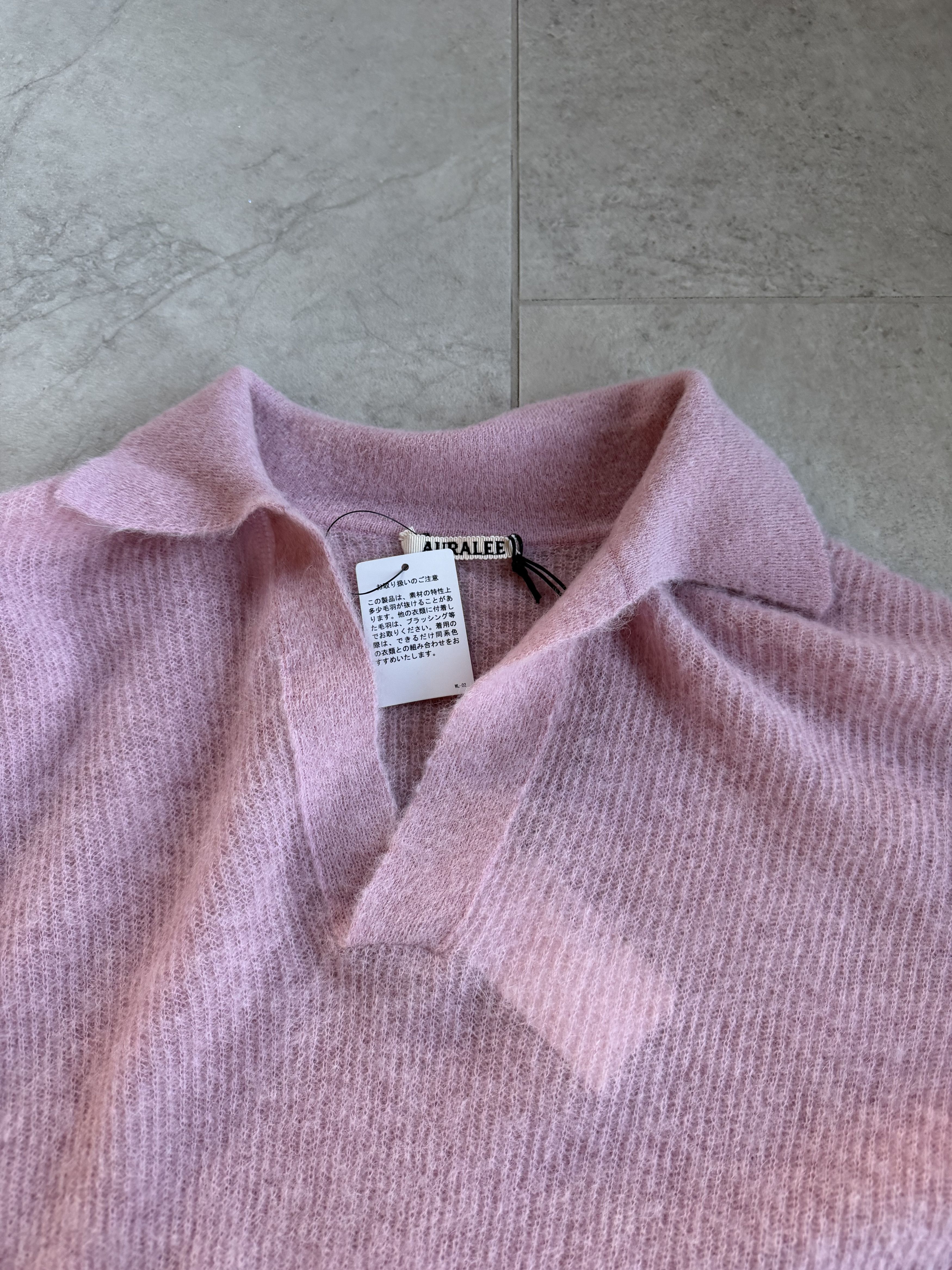 Auralee Auralee Baby Suri Alpaca Sheer Knit Skipper Polo in Pink Size US L / EU 52-54 / 3 - 2 Thumbnail