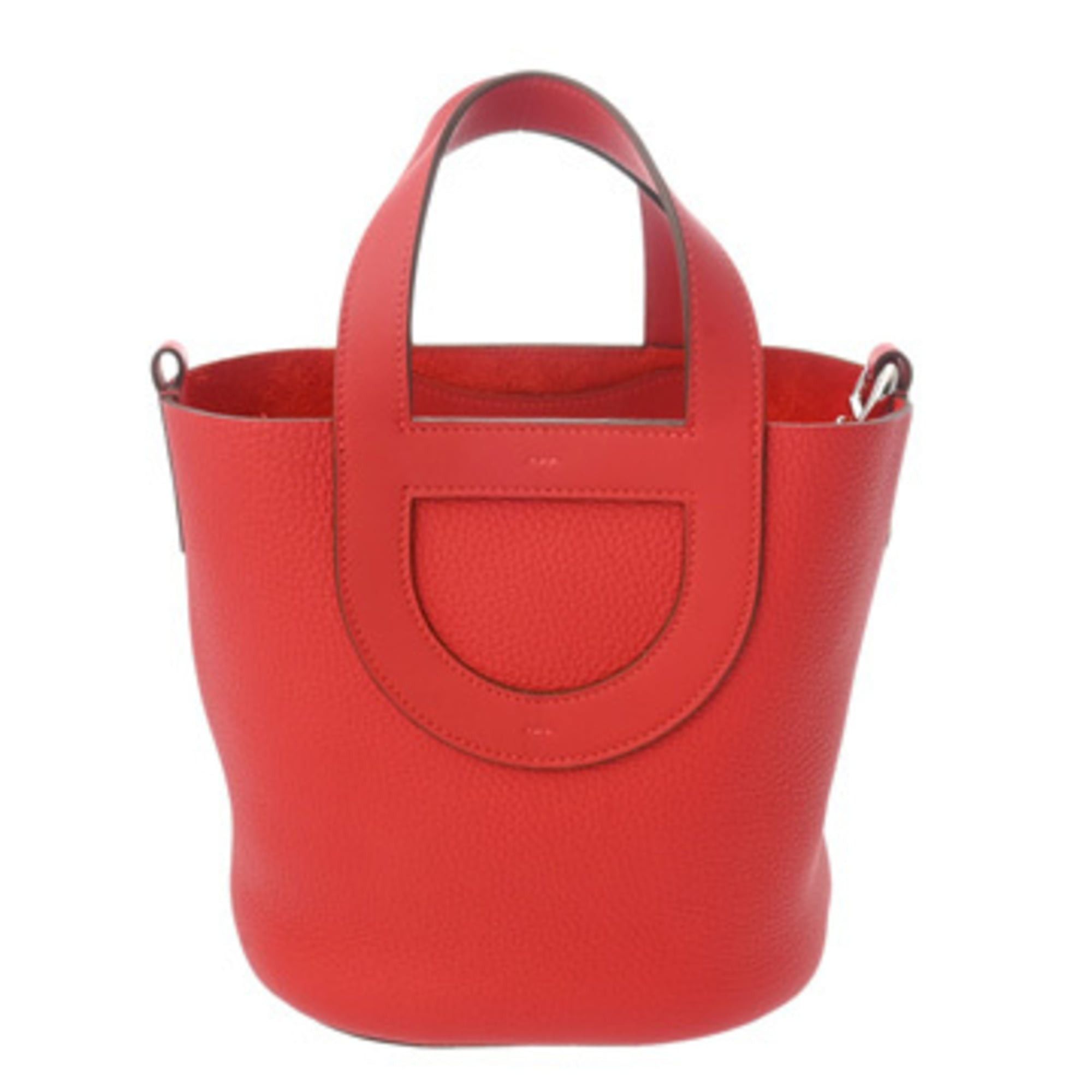 HERMES In the Loop 18 Vermilion Red W Stamp (circa 2024) Women's Taurillon Clemence Leather Handbag Swift Leather A-Rank Pre-Owned Ginzo