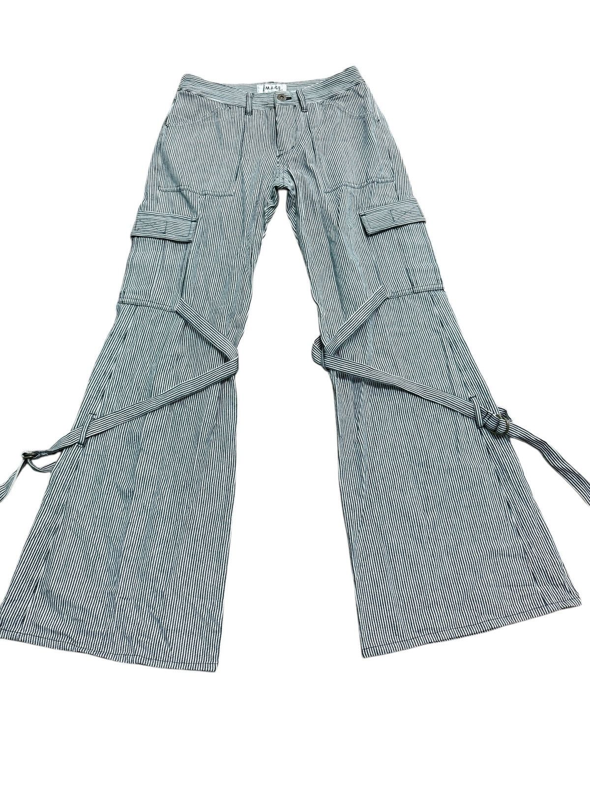 Japanese Brand RARE IMAGE HICKORY BONDAGE CARGO FLARE PANT Size 27" / US 4 / IT 40 - 4 Thumbnail