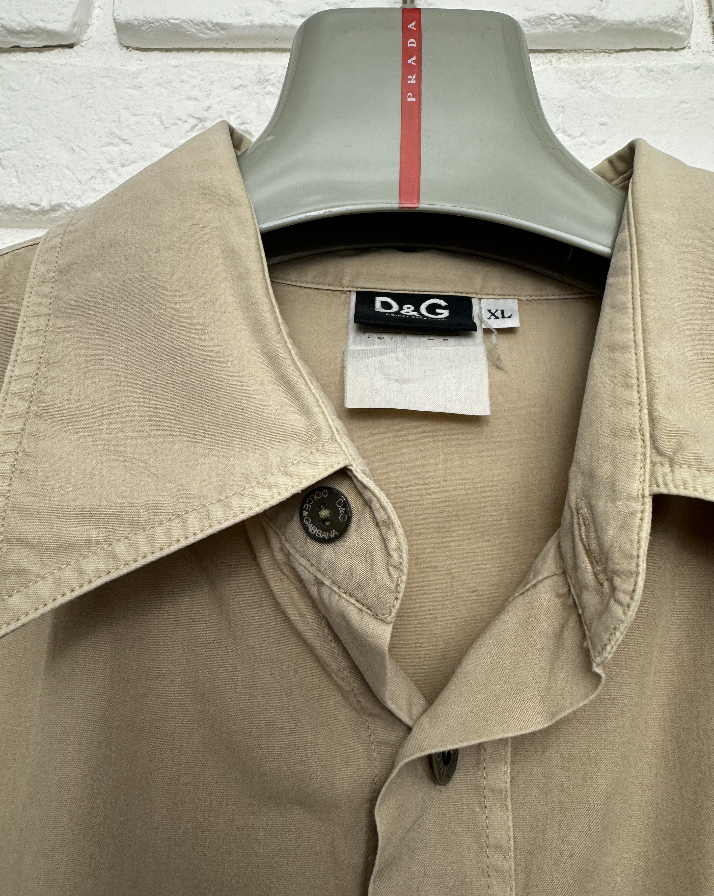 Dolce & Gabbana Men's D&G Dolce&Gabbana Big Logo Shirt Button Front Beige Size US M / EU 48-50 / 2 - 6 Thumbnail