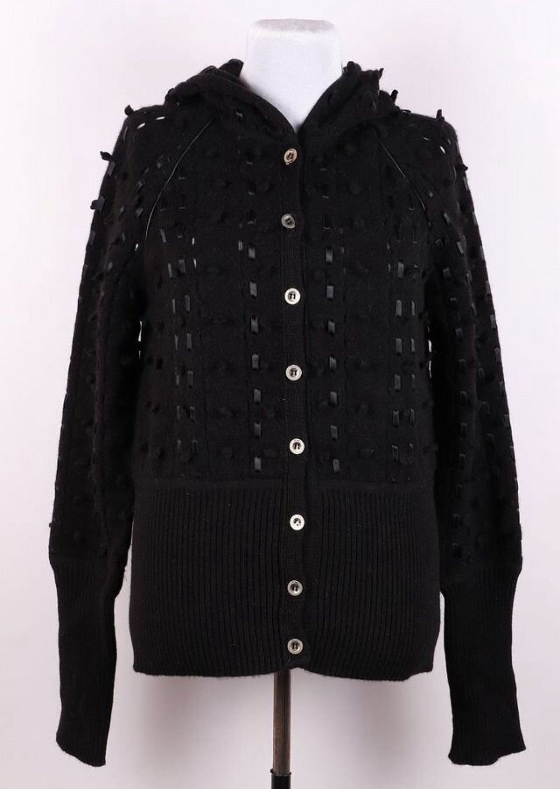 Dior Christian Dior Galliano 2004 Wool Leather Hood Cardigan Size S / US 4 / IT 40 - 1 Thumbnail