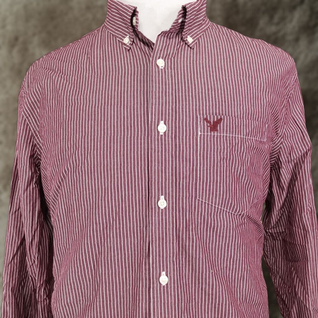 American Eagle Outfitters American Eagle Outfitters Classic Fit Button-Down Shirt Men XL Red Striped Cotton Casual‍ Size US XL / EU 56 / 4 - 1 Thumbnail