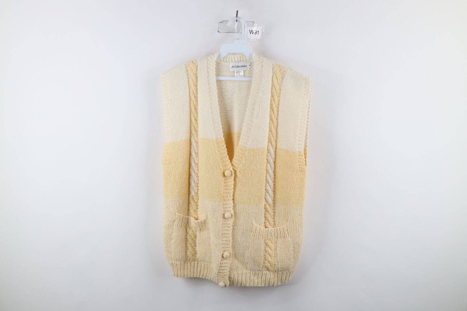 image of Vintage 90's Streetwear Alpaca Wool Blend Knit Sweater Vest in Yellow, Women's (Size Large)