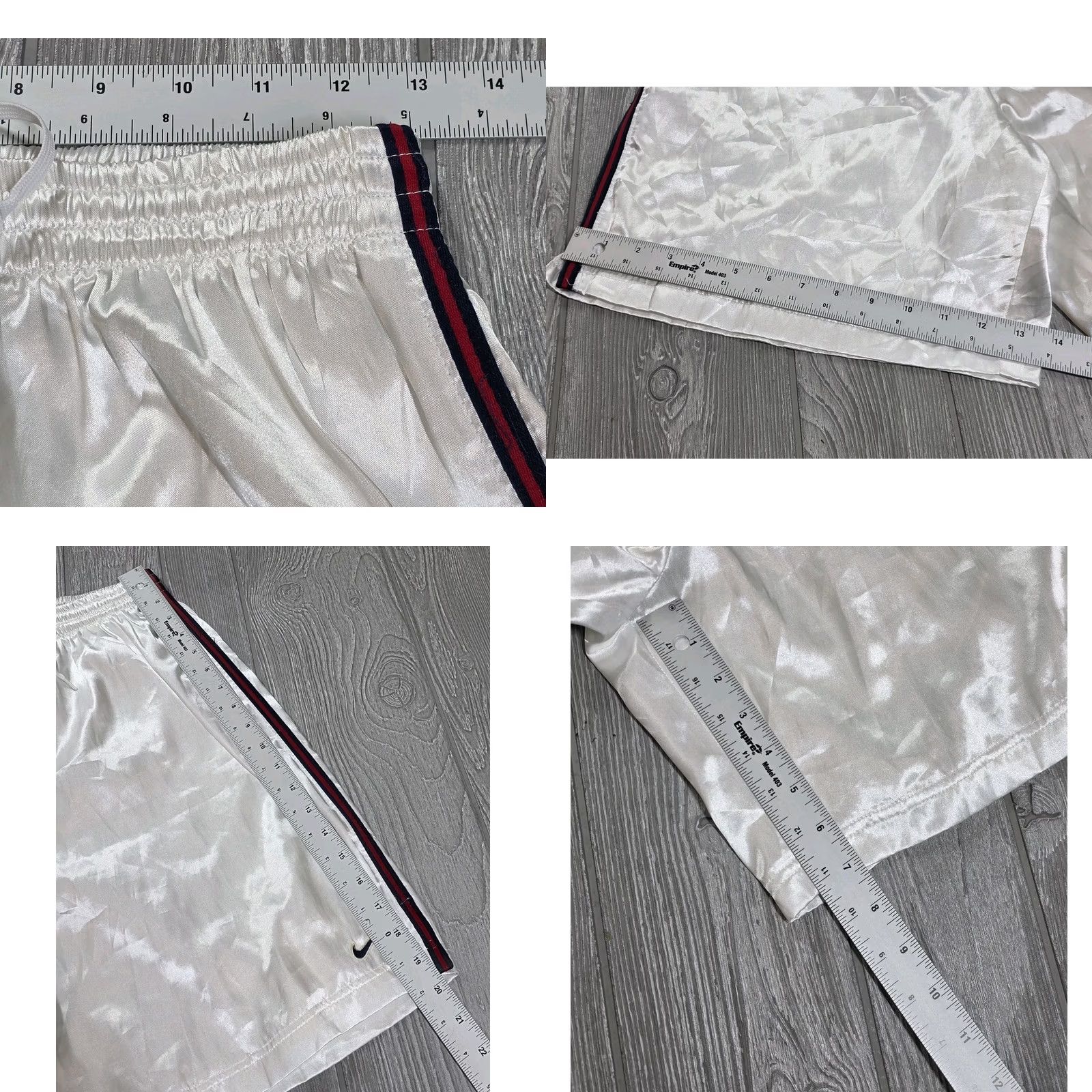 Nike VTG Nike 90s USA White Satin Nylon Soccer Shorts Red Blue Stripe Mens M Rare HTF Shorts Size US 31 - 9 Thumbnail
