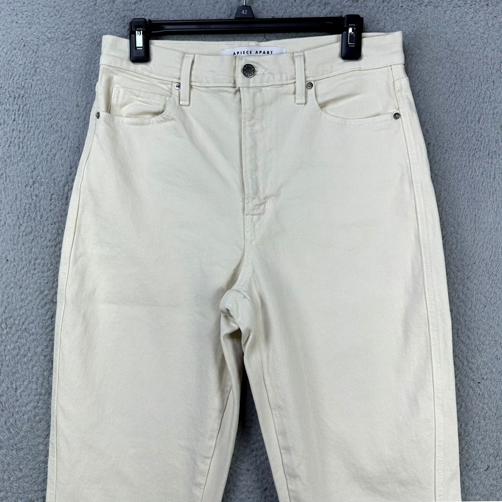 Apiece Apart Apiece Apart Camilla Womens Straight Jeans 30 Cream High-Rise Denim Pants Jeans Size 30" / US 8 / IT 44 - 3 Thumbnail