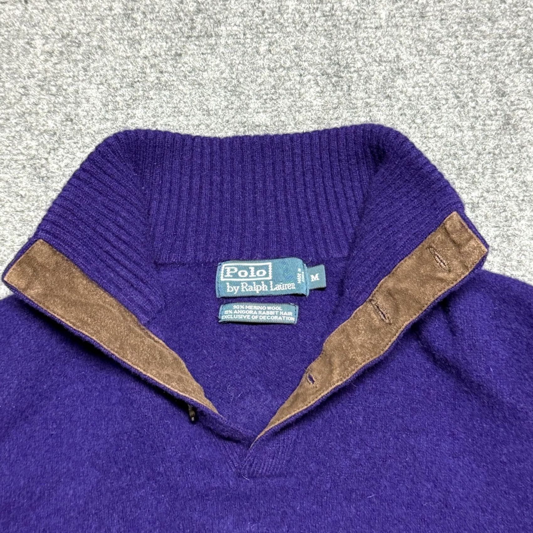 Ralph Lauren VINTAGE Ralph Lauren Sweater Shirt Men M Purple Merino Wool Angora Shawl Collar Pullover 90s Classic Preppy Size US M / EU 48-50 / 2 - 3 Thumbnail
