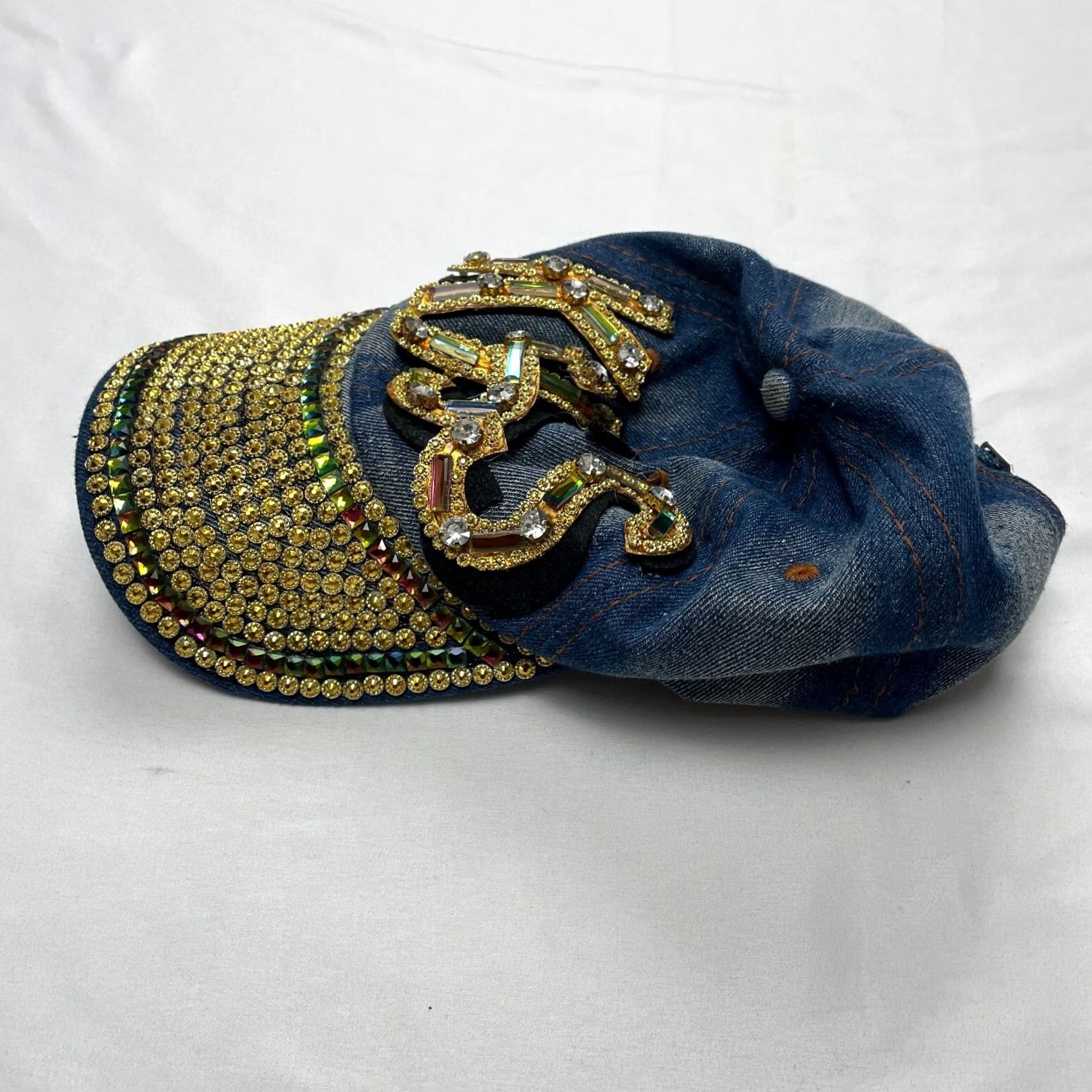 Vintage Unbranded Baseball Hat Womens One Size Adjustable Blue Jean Gems Rhinestone KISS Cap White Rock style Casual Activewear Mens Women Girls Size 42" / US 20 - 4 Thumbnail