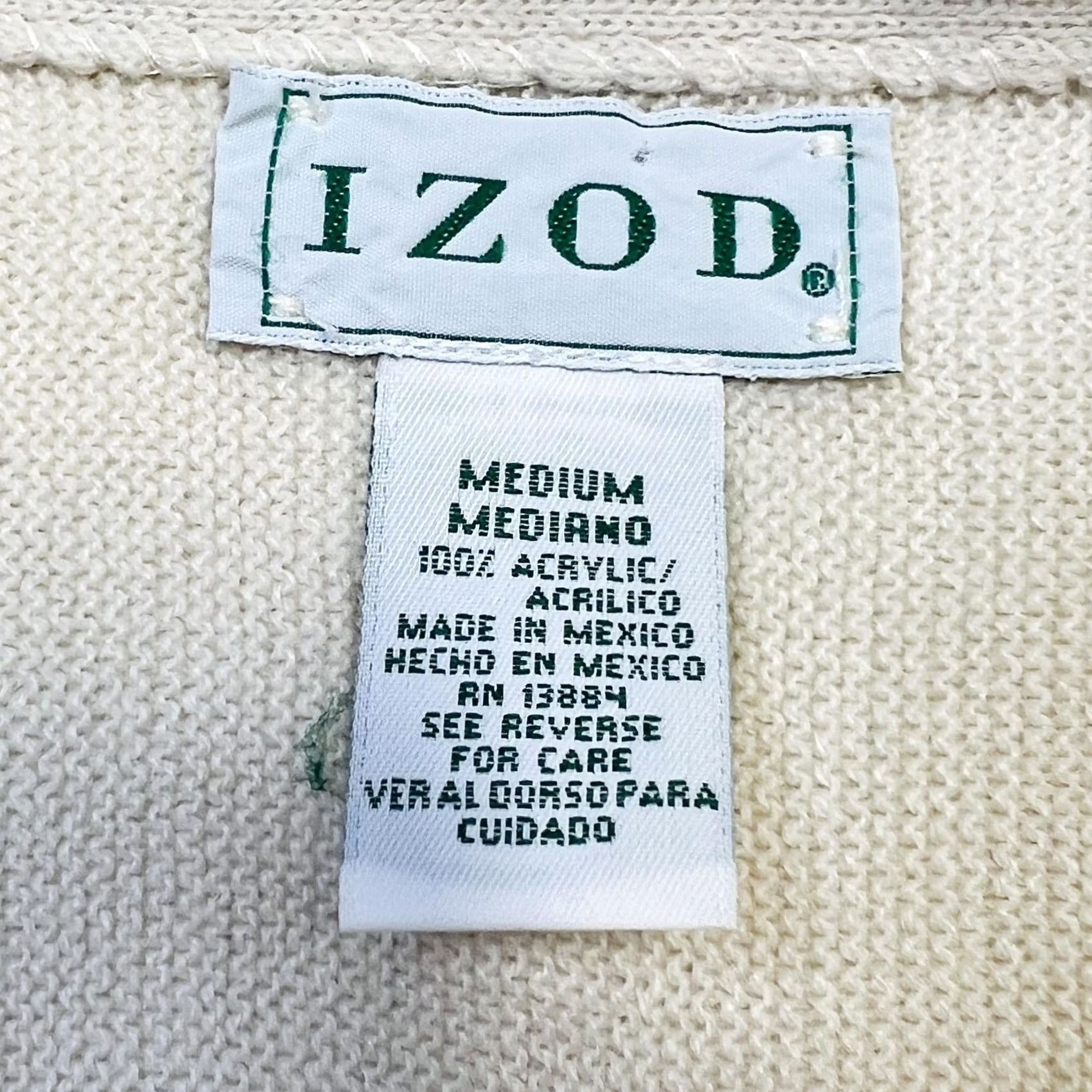 Izod VINTAGE Izod Cardigan Sweater Mens M Cream Crest Logo 90s Lightweight Knit Size US M / EU 48-50 / 2 - 3 Thumbnail