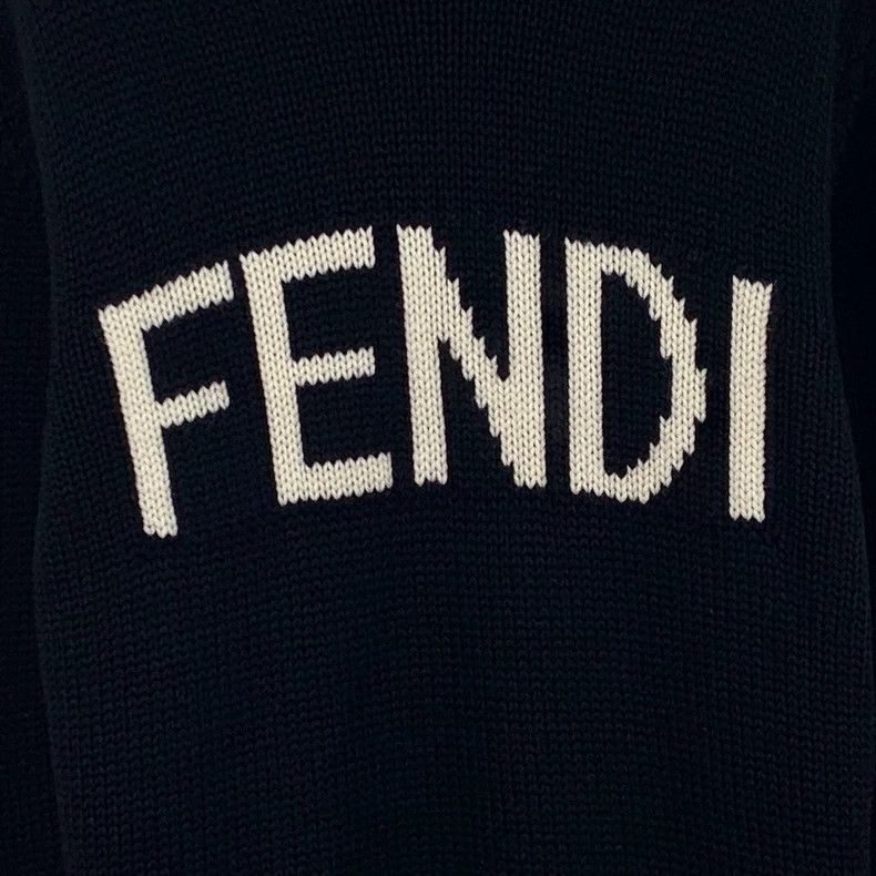 Fendi FENDI Black logo letter inlaid crewneck long-sleeve knit s Size US M / EU 48-50 / 2 - 4 Thumbnail
