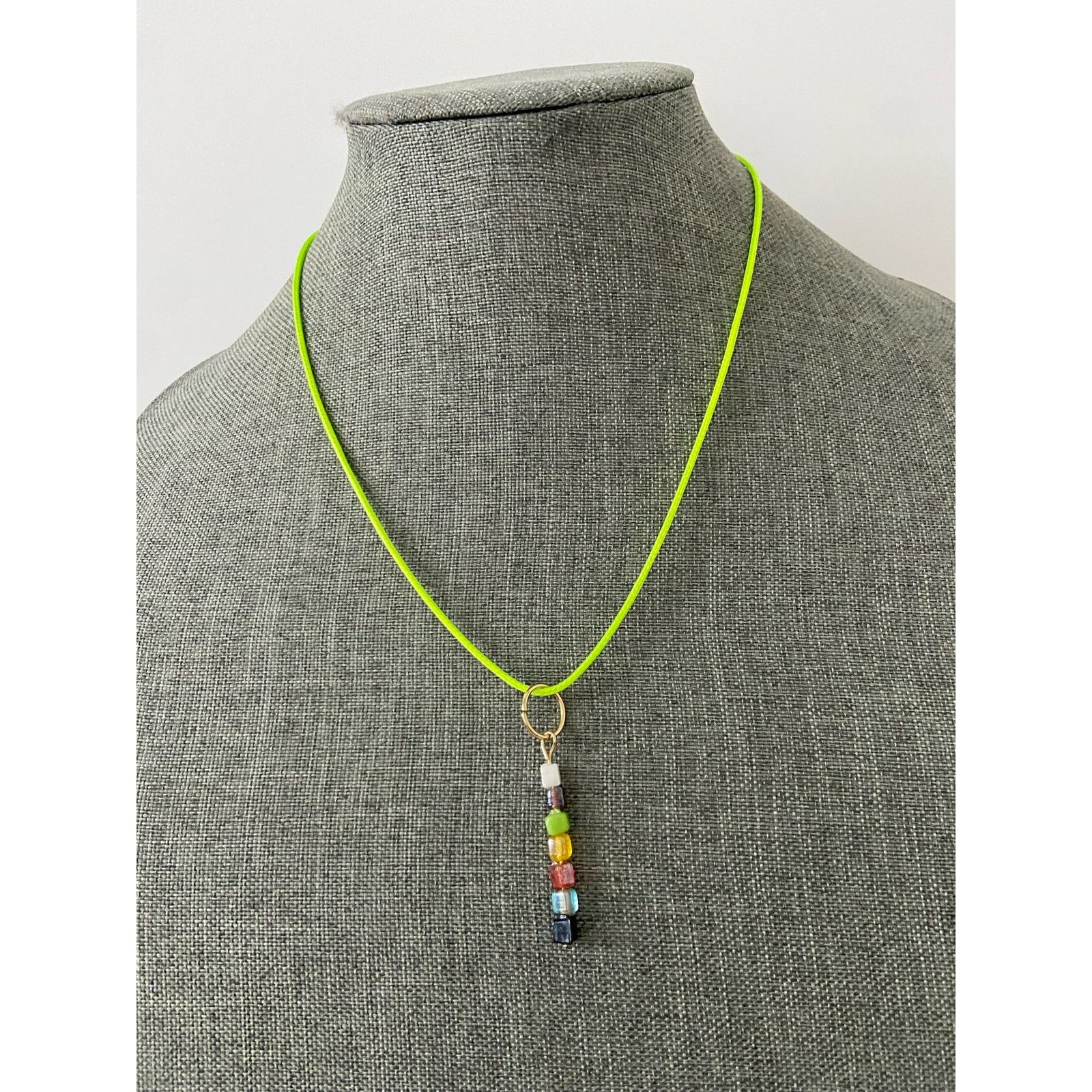 Handmade rainbow glass bead pendant necklace Size ONE SIZE - 1 Thumbnail