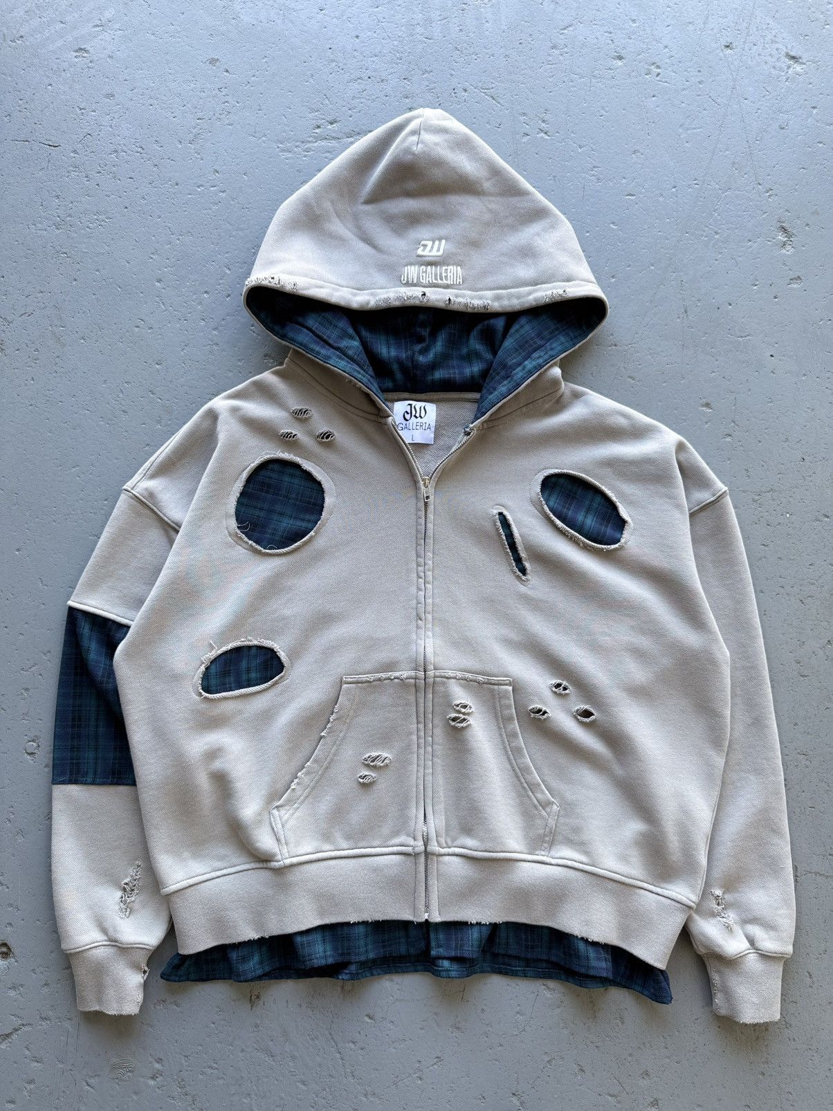 Vintage Jwgalleria flannel patch hoodie Size US M / EU 48-50 / 2 - 1 Thumbnail
