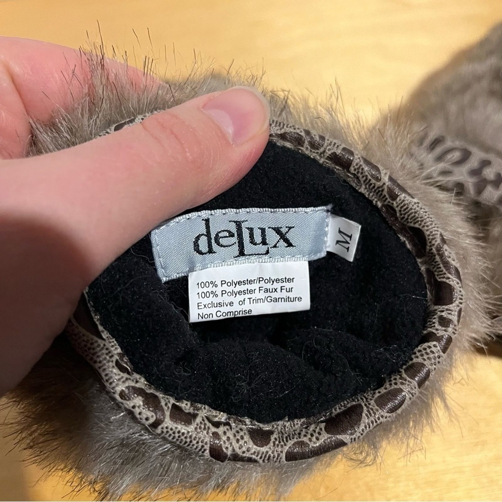 Other DeLux mittens furry Adjustable faux fur Brown Warm Sz M Size ONE SIZE - 4 Thumbnail