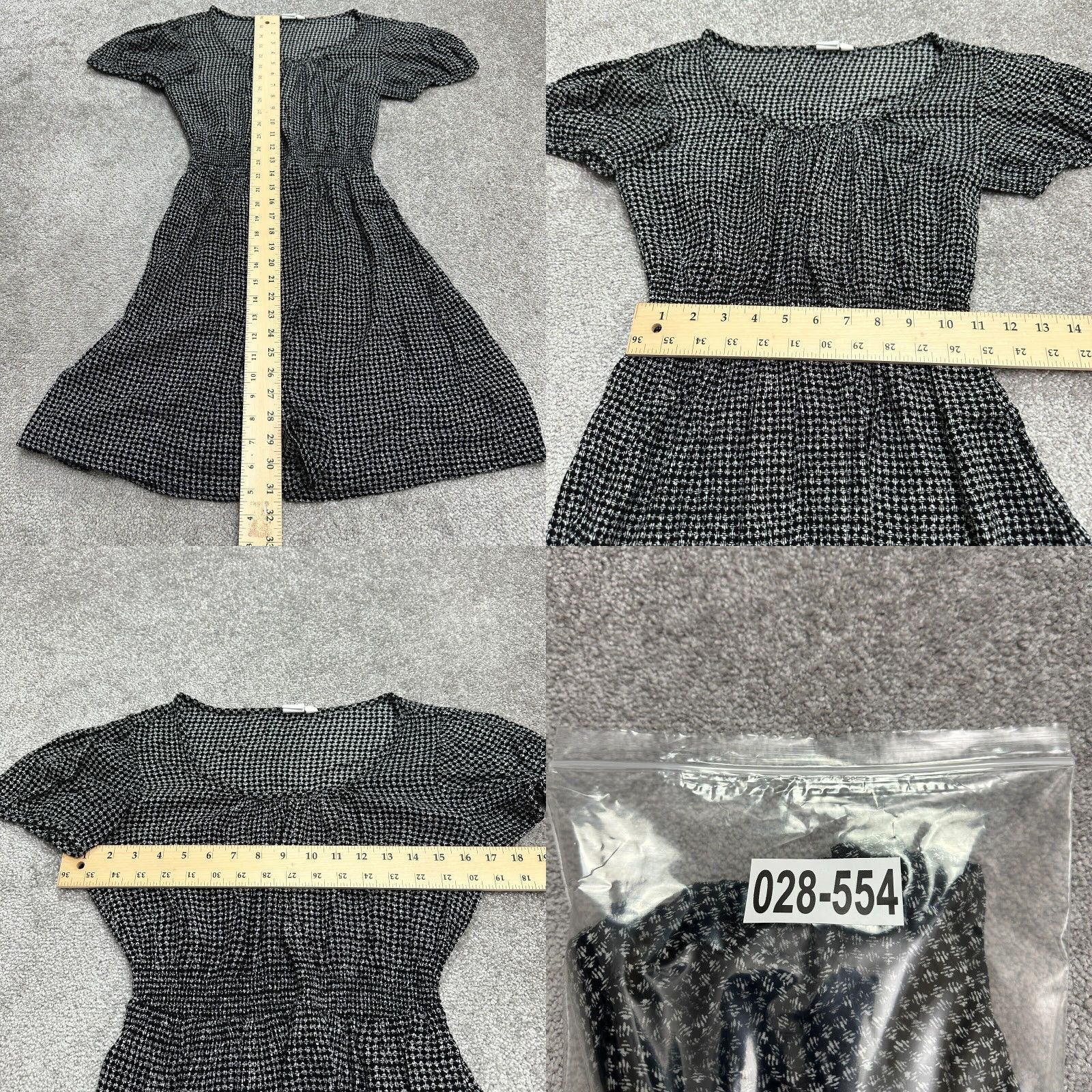Gap Gap Dress Womens XS A-Line Mini Smocked Check Short Sleeve Casual Black White Knit Rayon Size 26" / US 2 / IT 38 - 8 Thumbnail