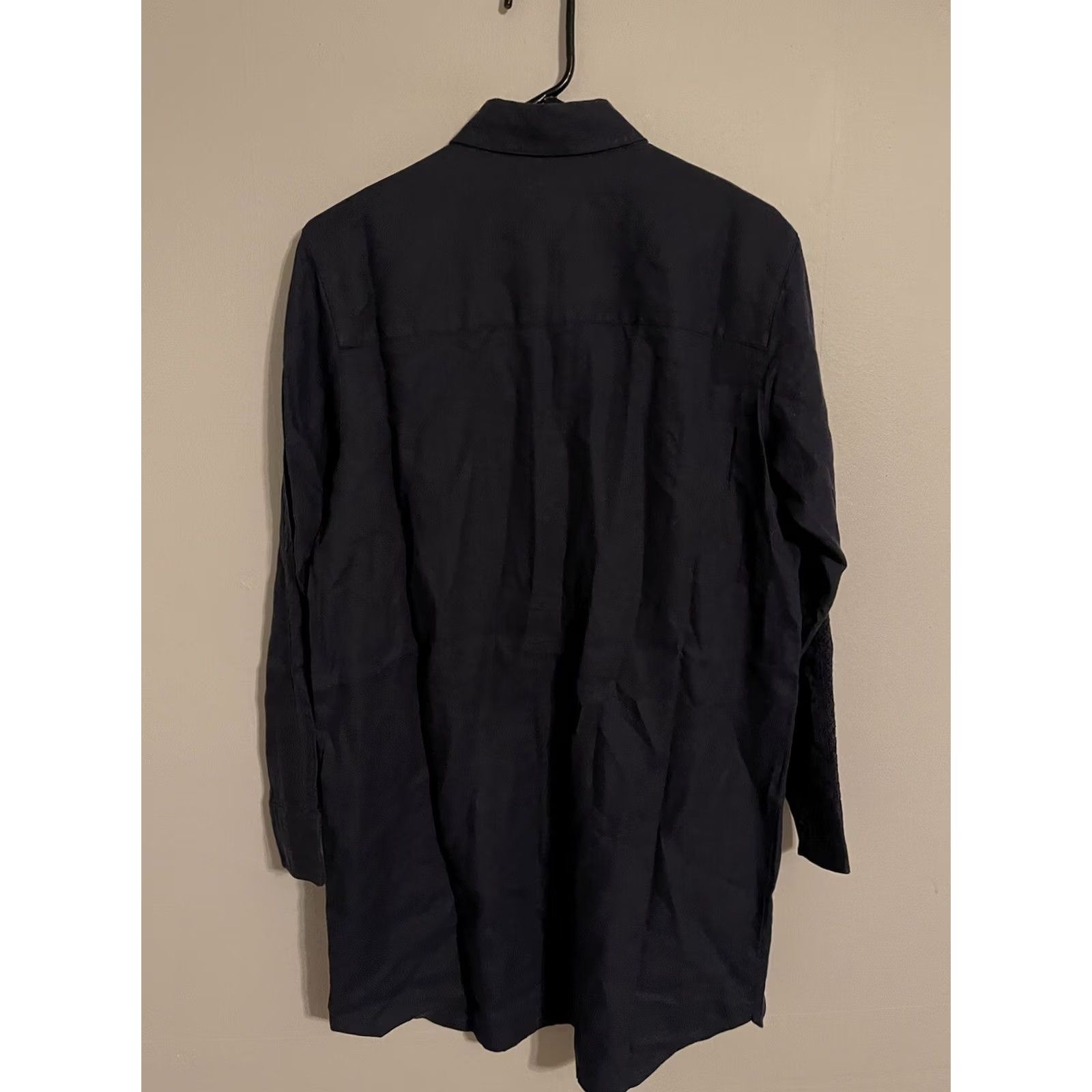 Outerknown Outerknown Navy Blue Lace Trim Linen Organic Cotton Shirt Dress M Womens Size M / US 6-8 / IT 42-44 - 4 Thumbnail