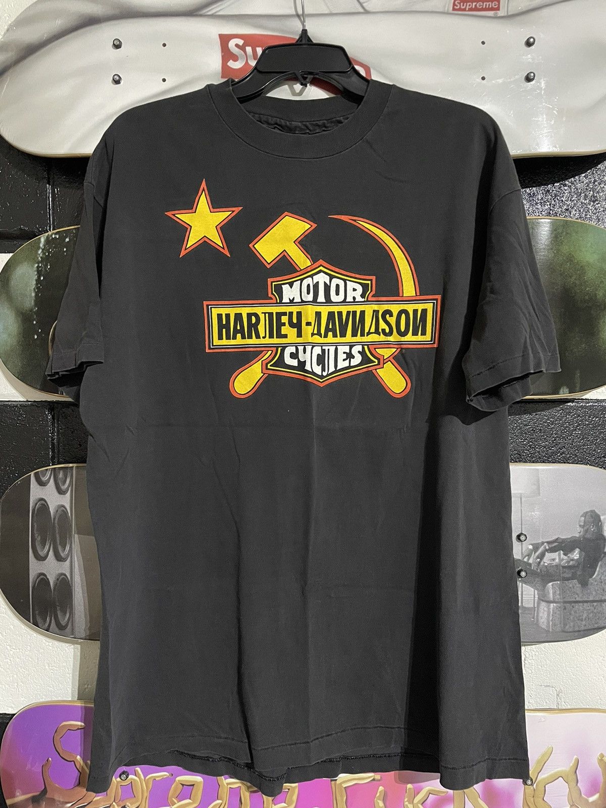 image of 90's Harley Davidson Russia Moscow Dealer in Black, Men's (Size XL)