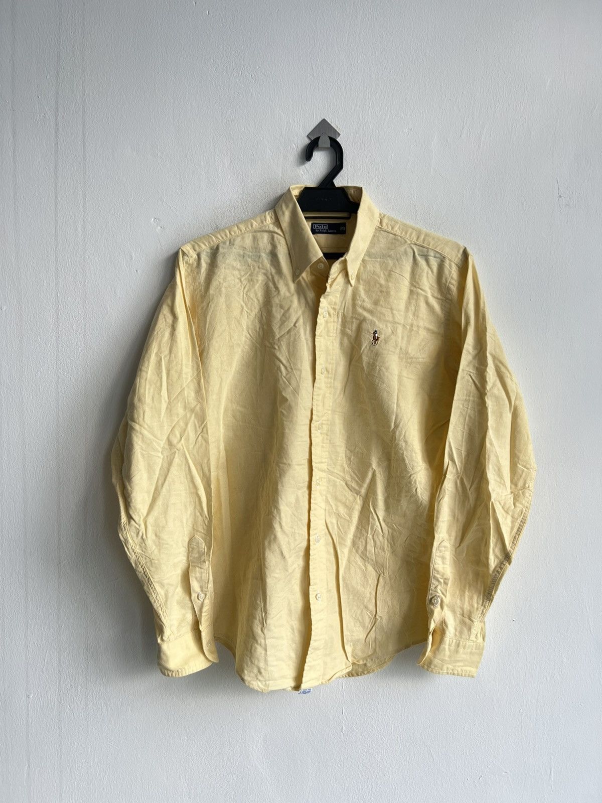 Polo Ralph Lauren Vintage 90s Polo Ralph Lauren Pony Logo Yellow Oxford Shirt Size US M / EU 48-50 / 2 - 3 Thumbnail