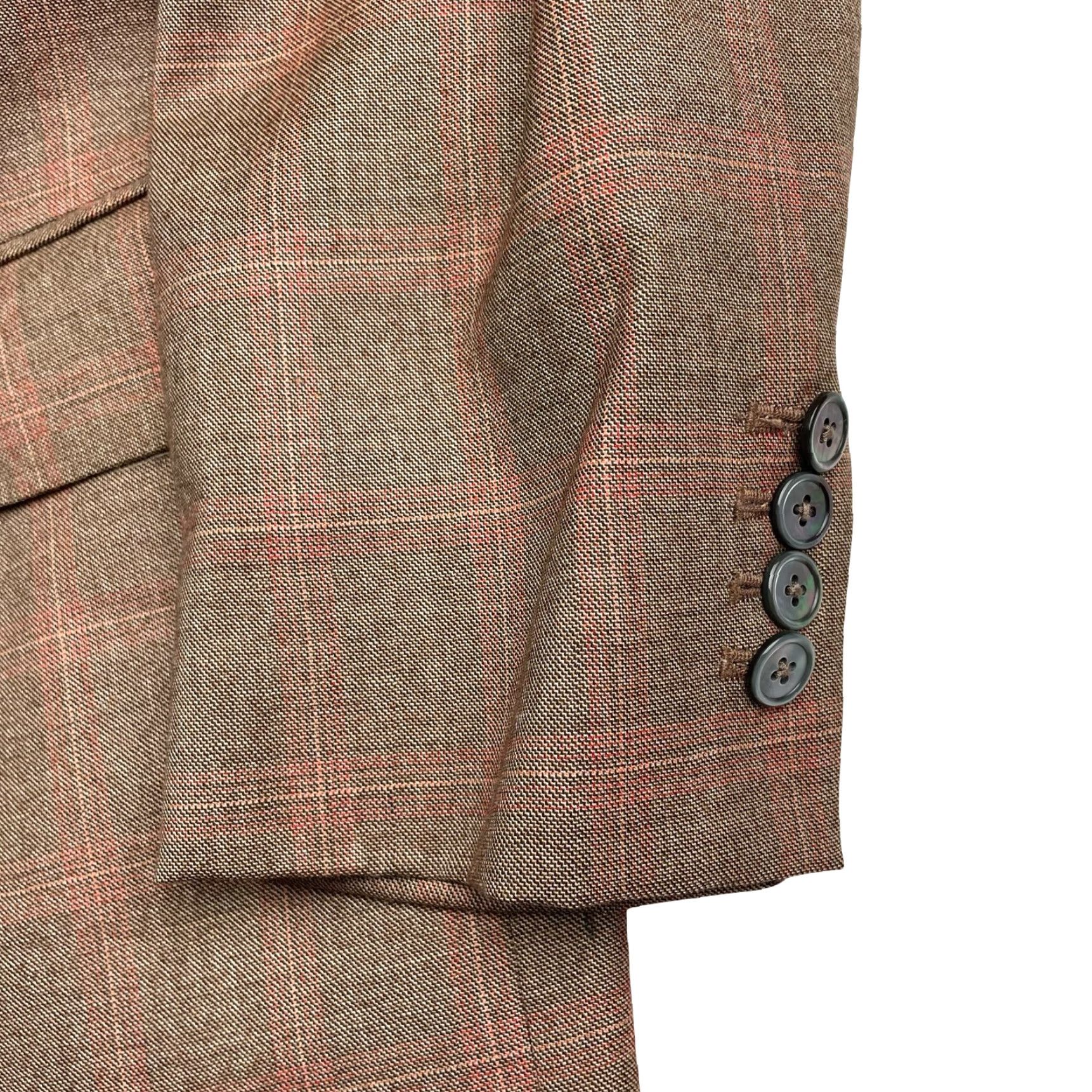 Vintage Scabal Blazer Shirt Mens 40R Brown Pink Plaid 100% Cashmere 2-Button Notch Lapel, Single-Breasted, Regular, Vintage No Size 40R - 4 Thumbnail