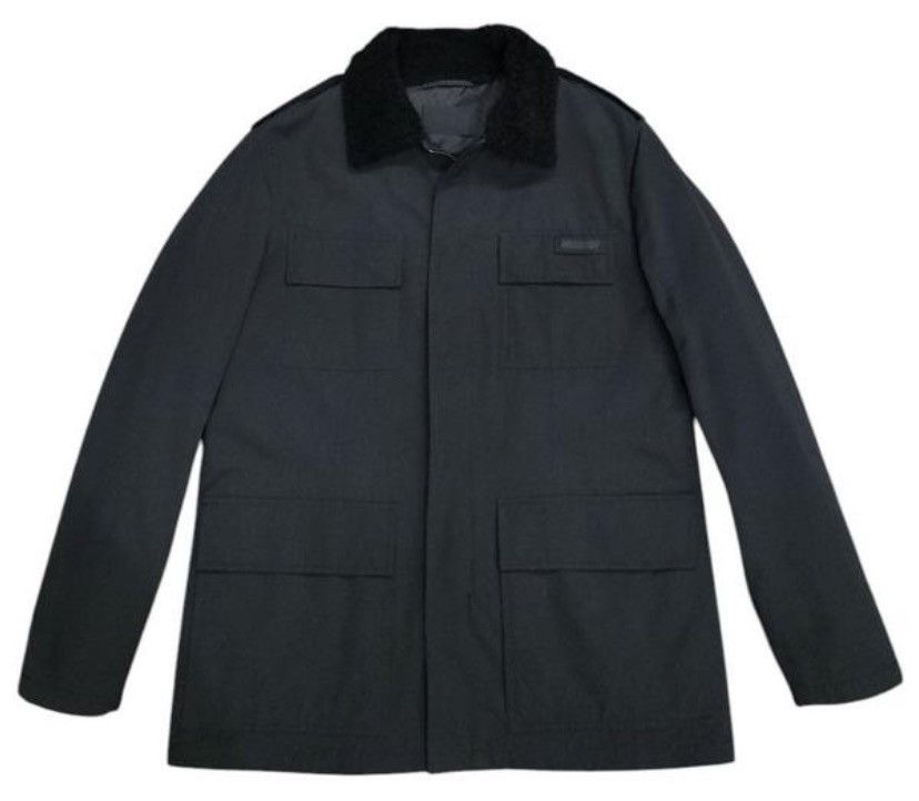 🧿nylon utility jacket with sheep collar & cashmere lining
