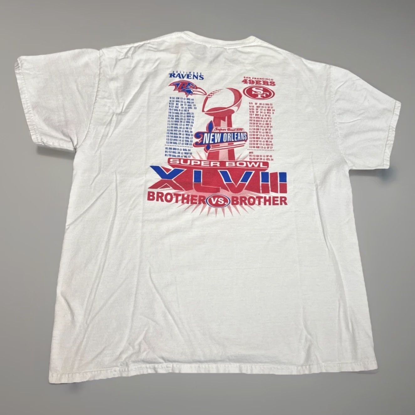 NFL NFL T-Shirt Men XL White Super Bowl XLVII San Francisco 49ers Baltimore Ravens Raven Football Apparel Size US XL / EU 56 / 4 - 2 Thumbnail