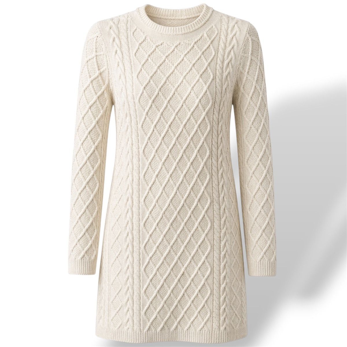 Max Mara Max Mara Cream Cable Knit Aran sweater dress wool blend Size S / US 4 / IT 40 - 1 Thumbnail
