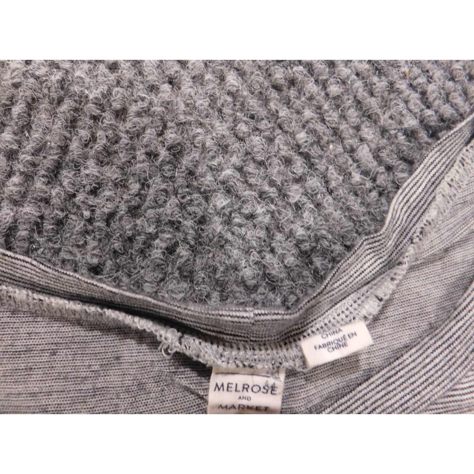 Market Melrose and Market Womens Shirt S Gray Striped Stretch Crew Neck Blouse Short Sleeve Casual Pullover Regular Fabric Rayon Buttons Designer 90s Size S / US 4 / IT 40 - 5 Thumbnail