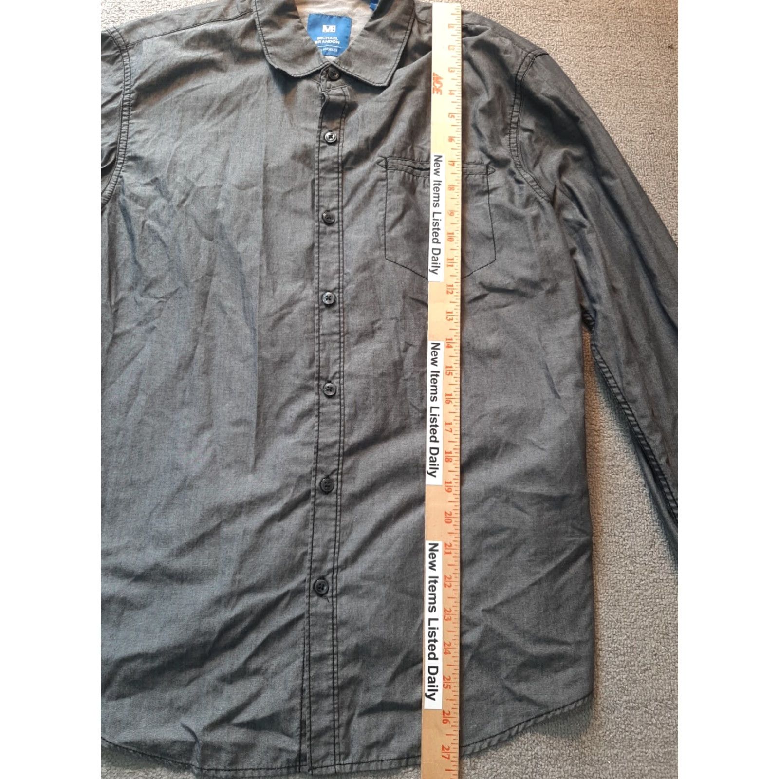 Vintage Michael Brandon Button-Up Shirt Adult Medium M Long Sleeve Gray Button Down Size US M / EU 48-50 / 2 - 3 Thumbnail