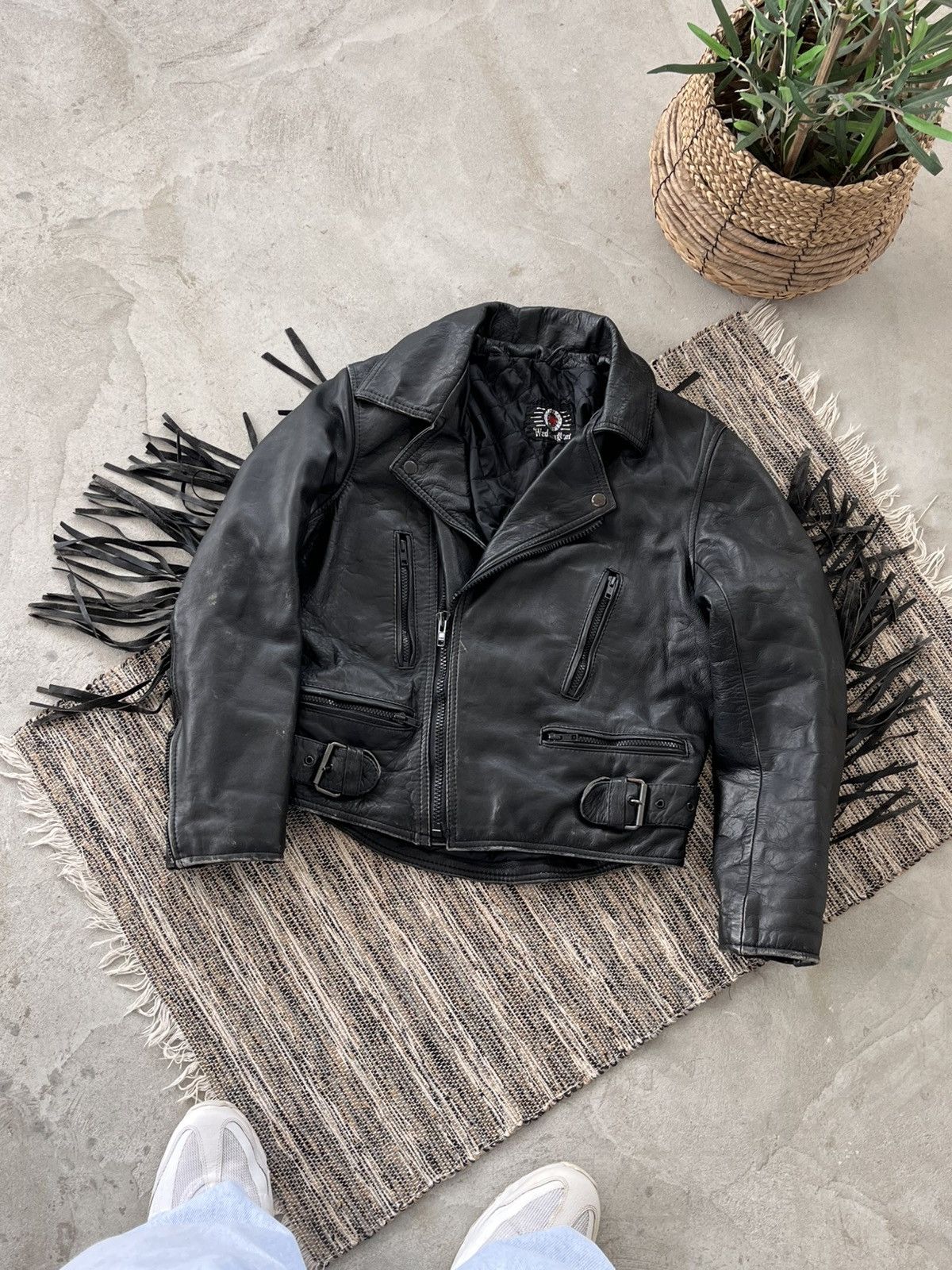 Genuine Leather Vintage Leather Biker Jacket Black Cowboy Western Style Y2K Size S / US 4 / IT 40 - 1 Thumbnail