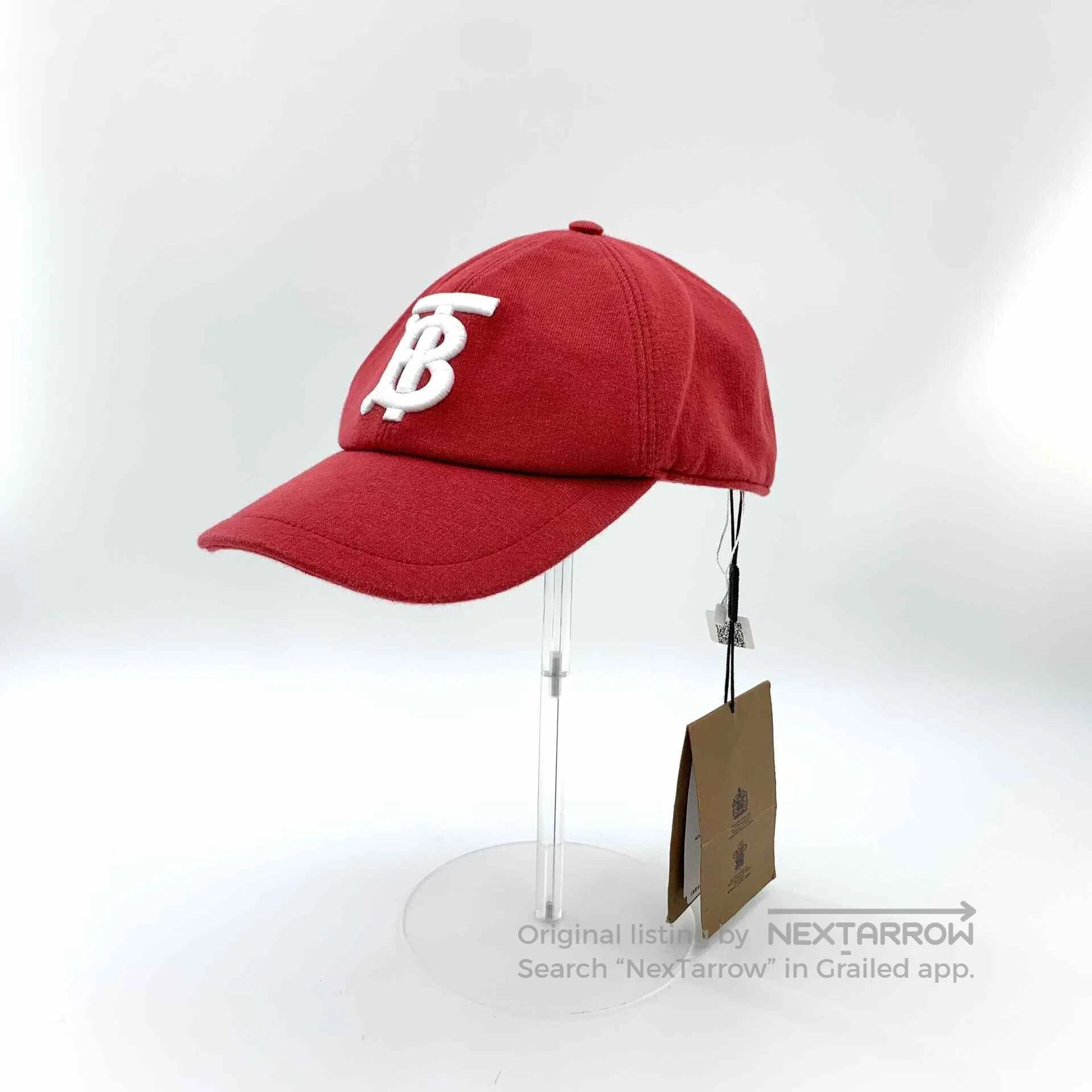 Burberry Burberry Red Tb Embroidered Cotton Cap. Size ONE SIZE - 3 Thumbnail