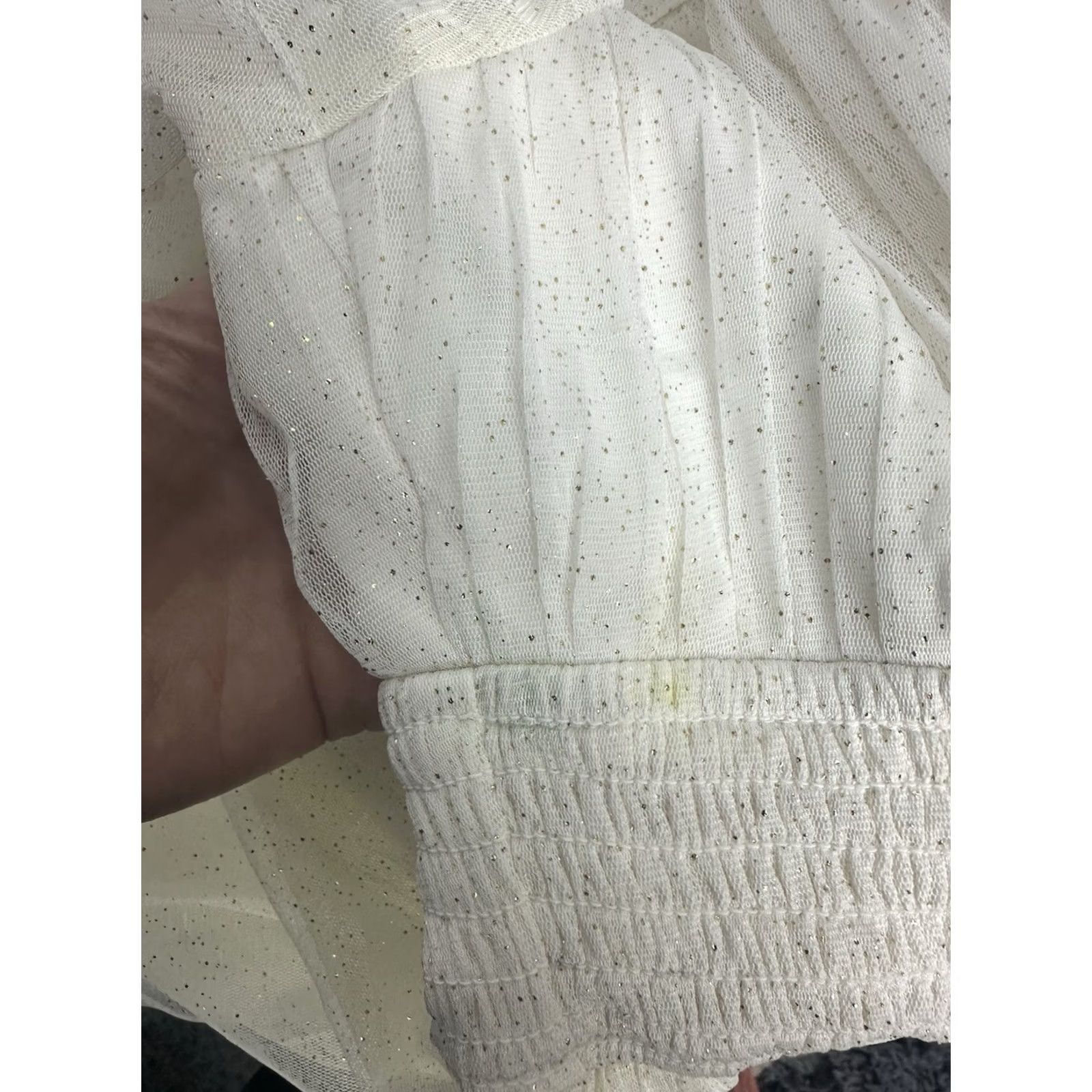 Vintage Ivy City Co. Steal Tulle Cream & Gold Glitter Long Sleeve Dress Women's Large Size L / US 10 / IT 46 - 7 Thumbnail