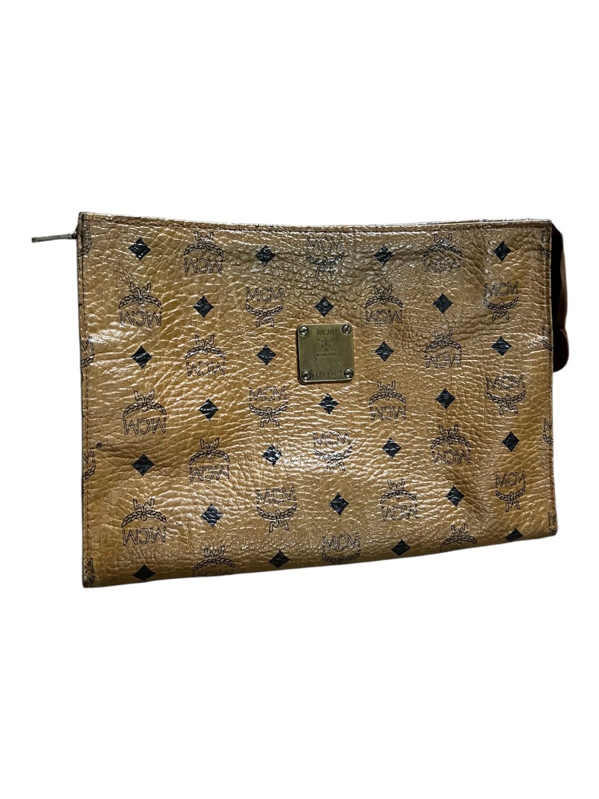 MCM MCM Monogram Visetos Cognac Brown Clutch Pouch Bag Size ONE SIZE - 2 Thumbnail