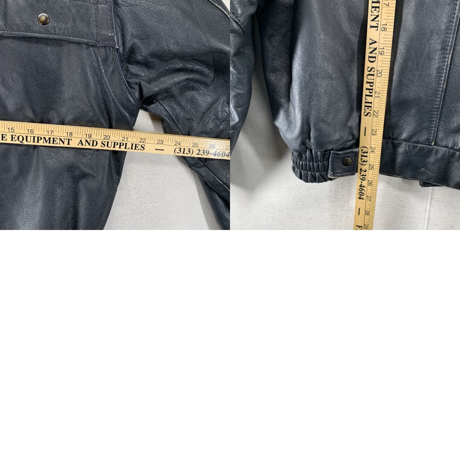 Oleg Cassini VINTAGE Oleg Cassini Leather Jacket Motorcycle Fit Removable Arms 1980s 42in Chest Beige Blue Lined Men's 36 Brazil Size US XXS / EU 40 - 11 Thumbnail
