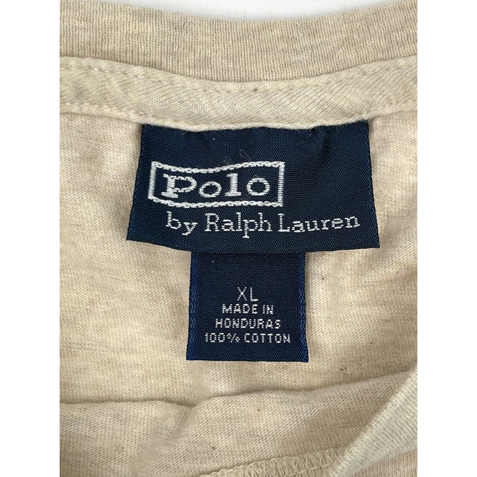 Polo Ralph Lauren VINTAGE Polo Ralph Lauren T-Shirt Polo Chest Pony Logo Crew Neck Short Sleeve 1990s Beige XL Mens Size US XL / EU 56 / 4 - 2 Thumbnail