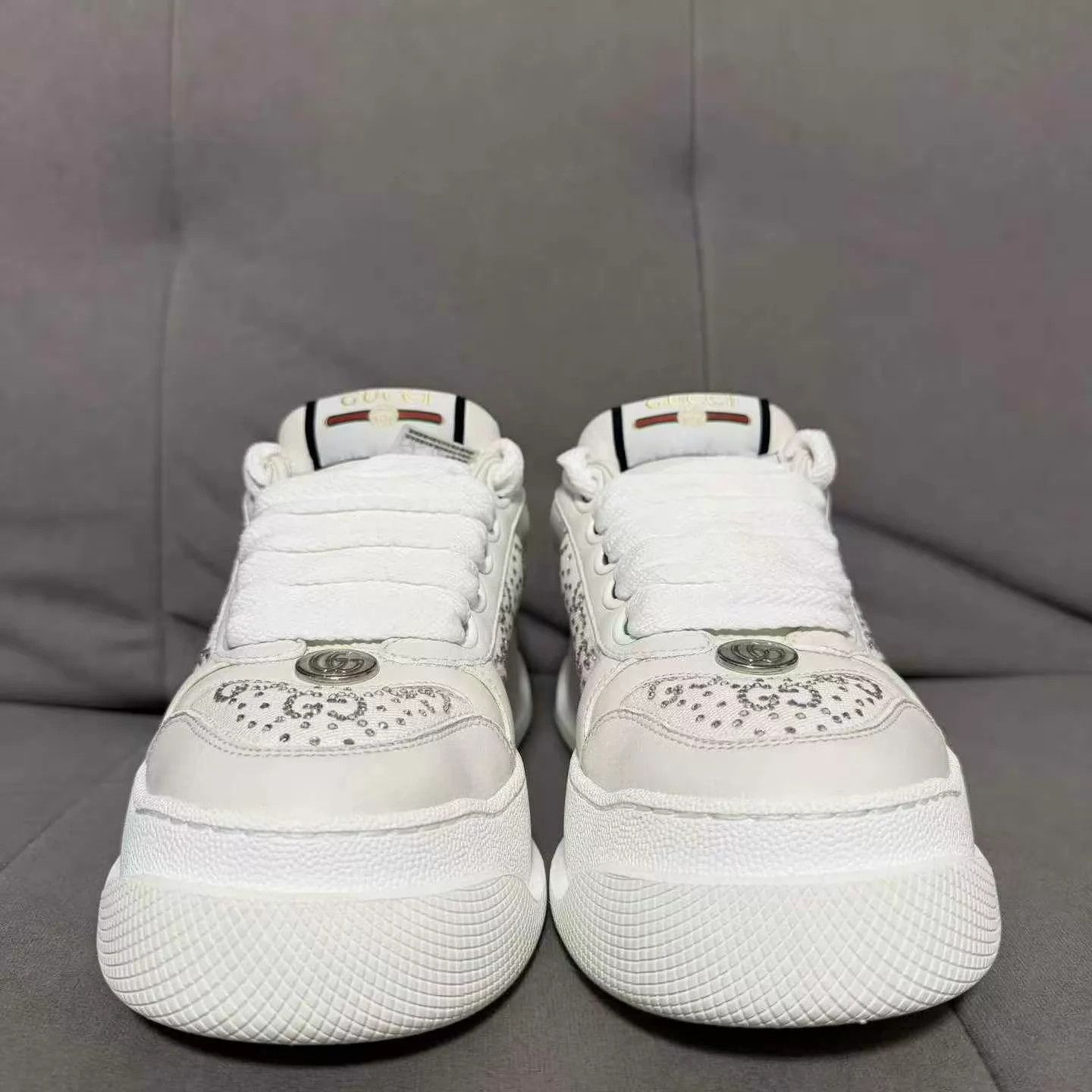 Gucci GUCCI Crystal-Embellished Pudgy Logo Shoes 35 Size US 4.5 / IT 34.5 - 2 Thumbnail