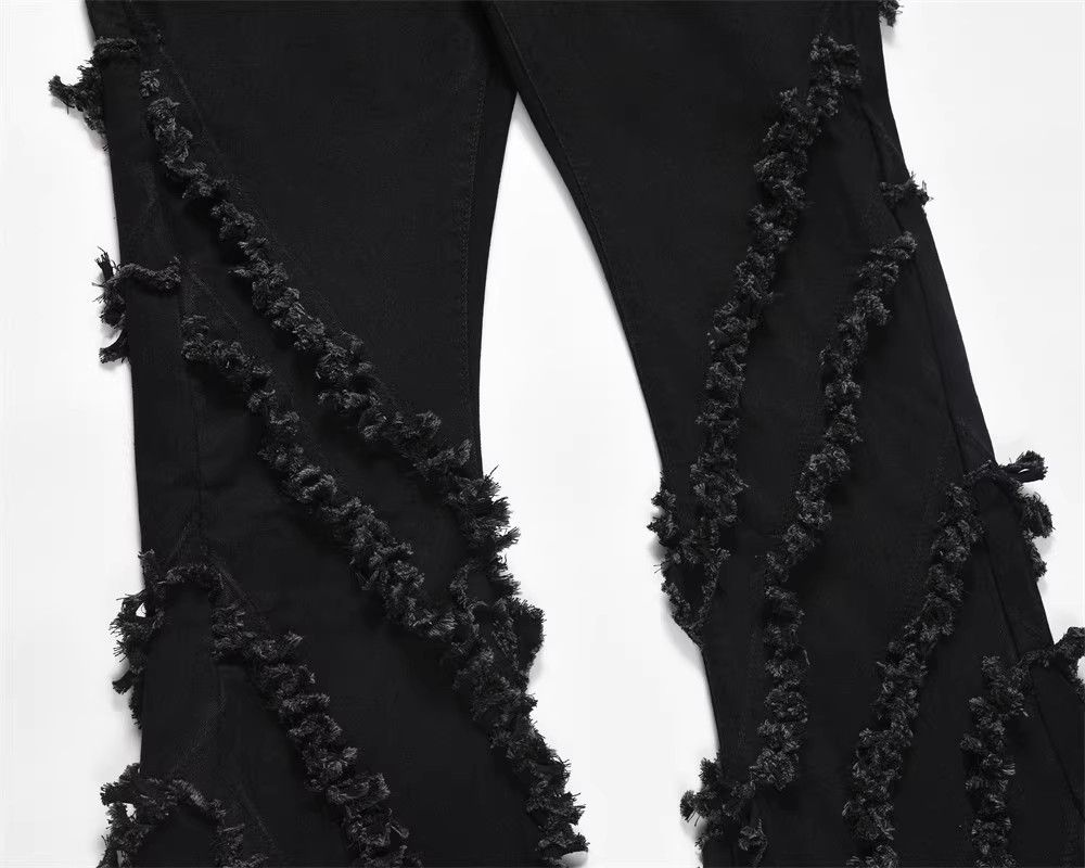 Japanese Brand × Jean Street trend personality punk whisker patchwork flared jeans Size US 32 / EU 48 - 6 Thumbnail